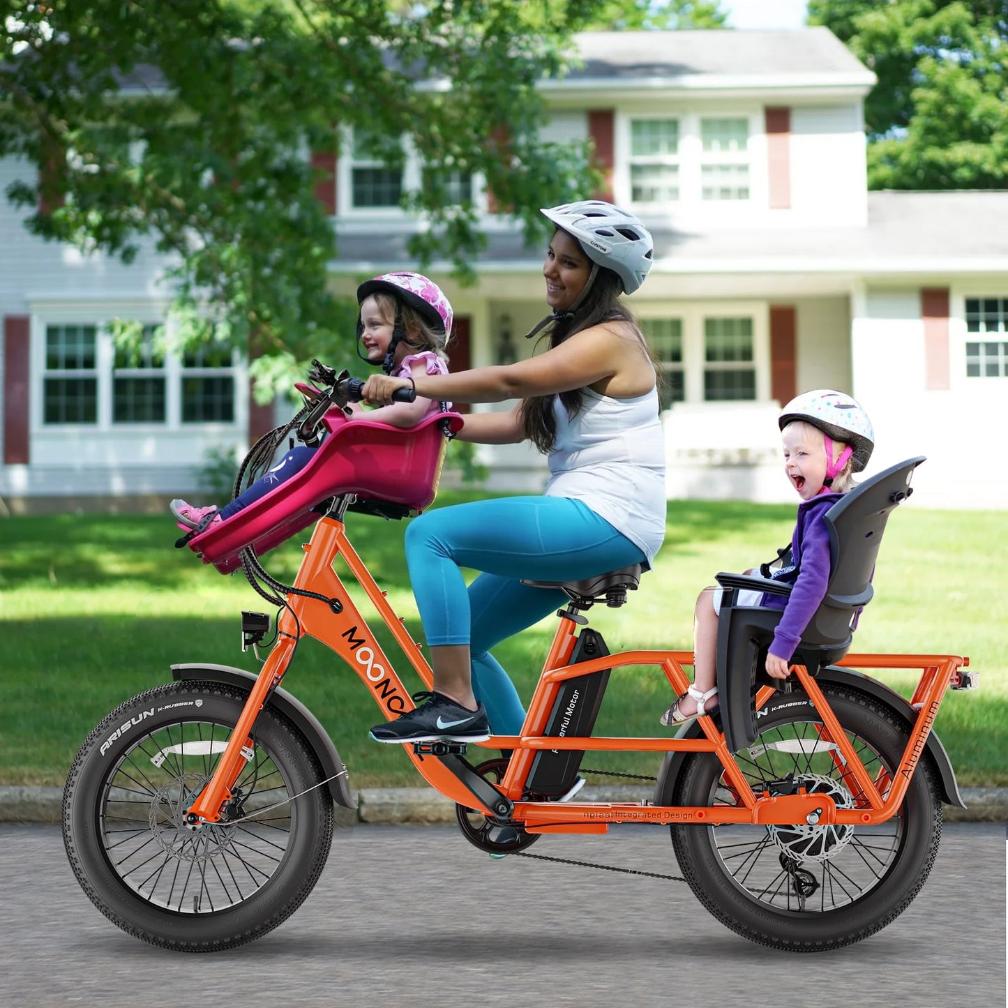 Lilypelle 7-Speed Electric Cargo Bike for Adults with Kits, 48V 20AH 750W Long Range Cargo Ebike ,Orange
