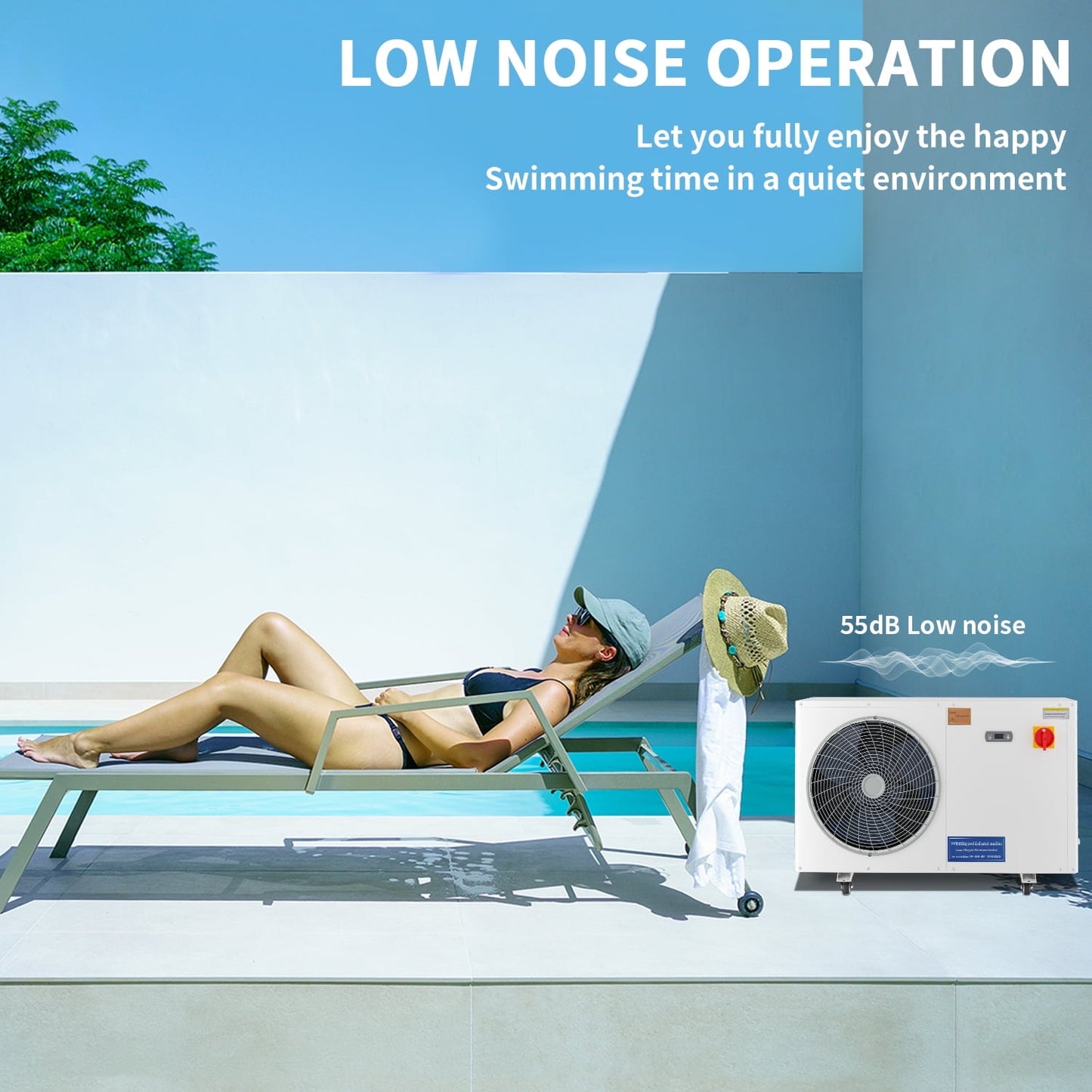 Lilypelle 30000 BTU Electric Pool Heaters with Wheels for 8000GAL Above Ground Pools,110V 60HZ Efficient, Quiet Pool Heat Pump With Anti-leakage system and Child Lock Up to 107℉,50dB,5.6COP