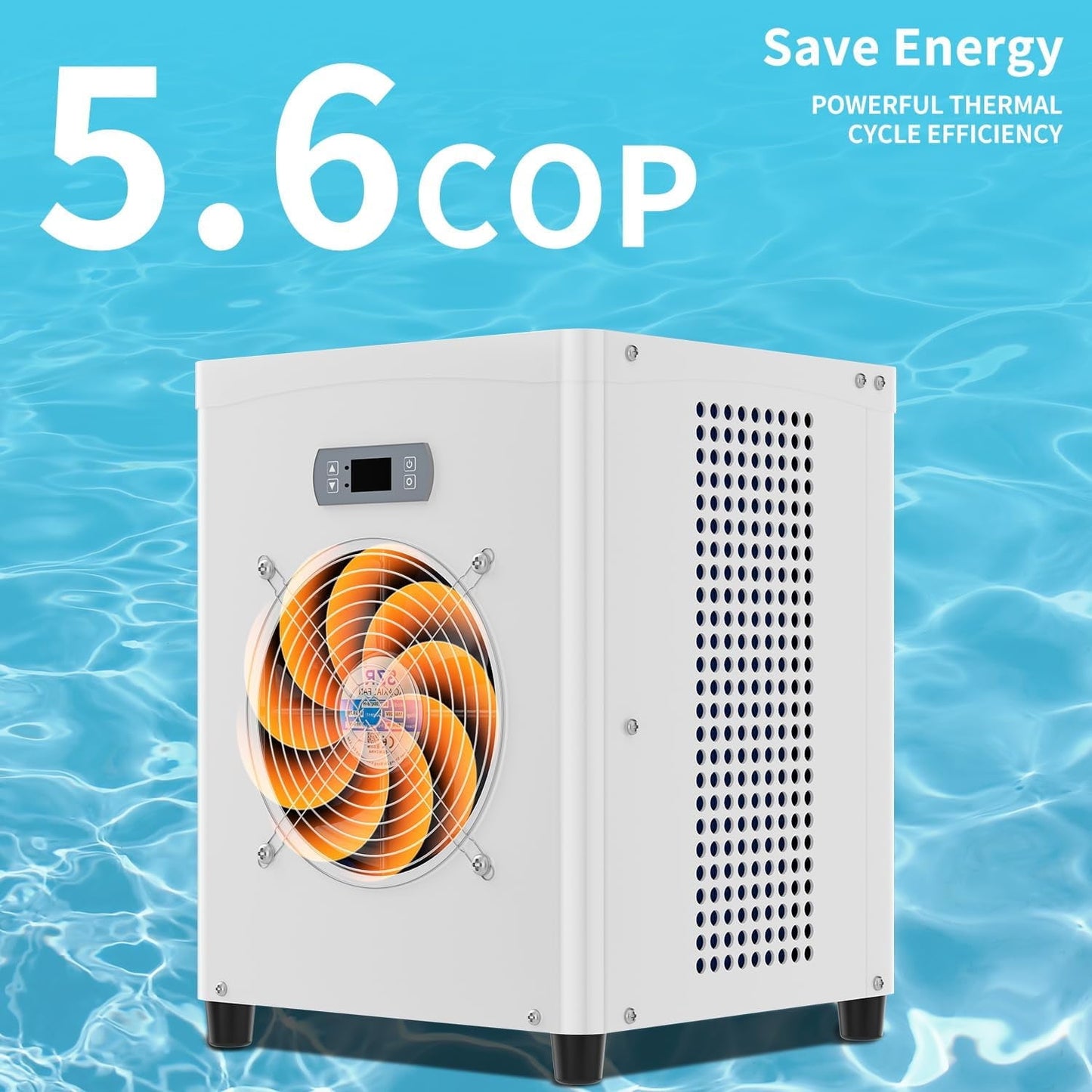Lilypelle 16000 BTU Electric Pool Heaters for 5000GAL Above Ground Pools,110V 60HZ Efficient, Quiet Pool Heat Pump With Anti-leakage system and Child Lock Up to 107℉,50dB,5.6COP