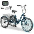 Lilypelle 24" 26" 3 Wheel Electric Tricycle for Adults, 350W 36V 7 Speeds Motorized Electric Trike Three Wheel Electric Bikes Bicycle with Large Basket for Women Men,Purple