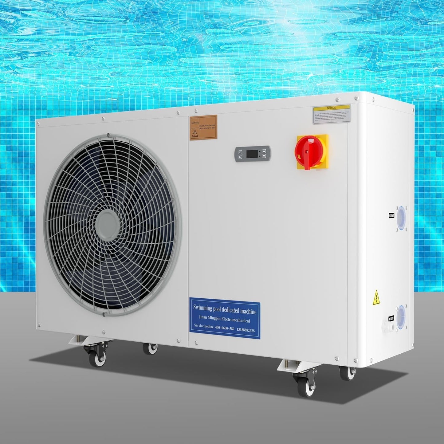 Lilypelle 30000 BTU Electric Pool Heaters with Wheels for 8000GAL Above Ground Pools,110V 60HZ Efficient, Quiet Pool Heat Pump With Anti-leakage system and Child Lock Up to 107℉,50dB,5.6COP