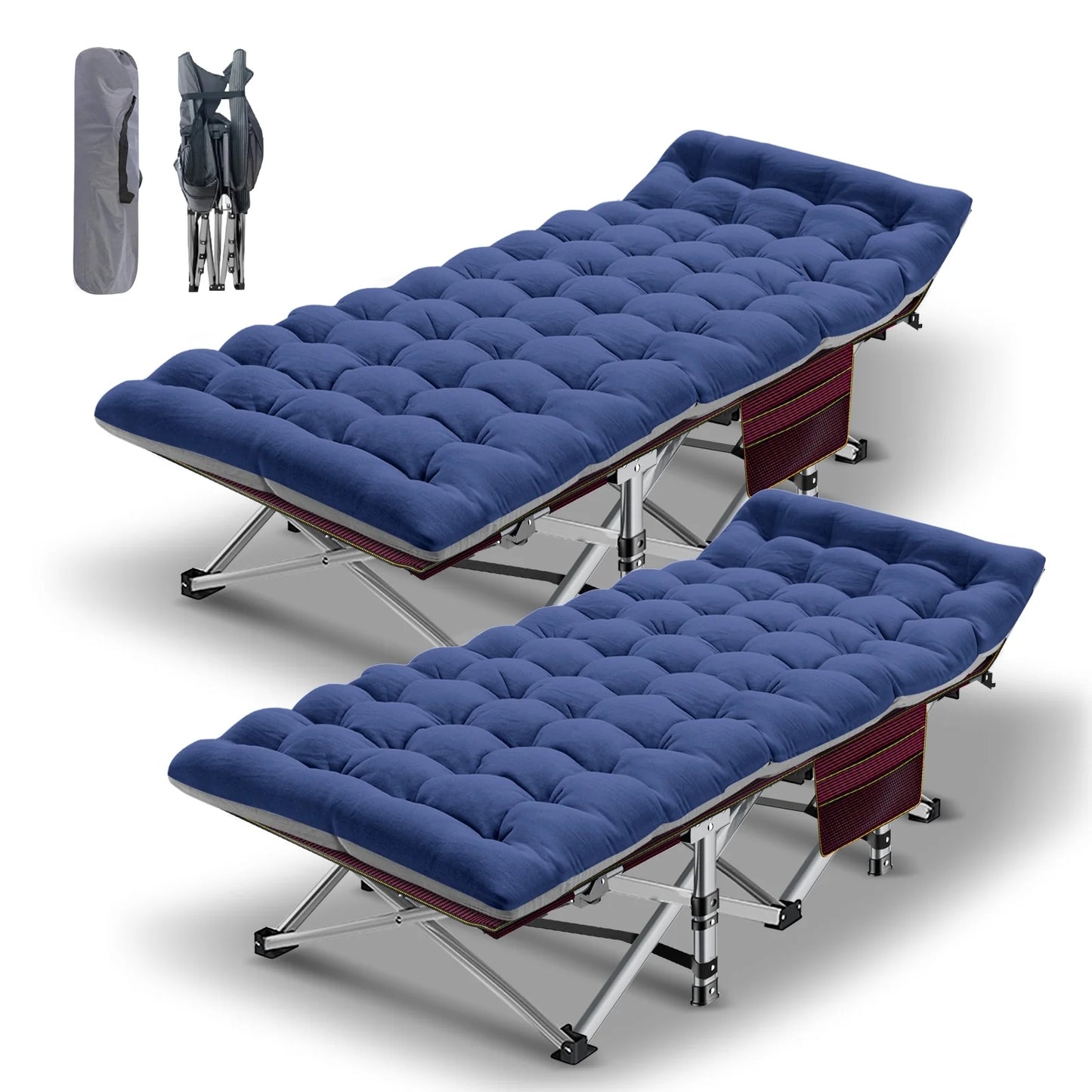 Lilypelle Folding Camping Cot for Adults, Portable Sleeping Cot, Folding Cot Rollaway Guest Bed with 3.3 inch 2 Sided Mattress and Carry Bag