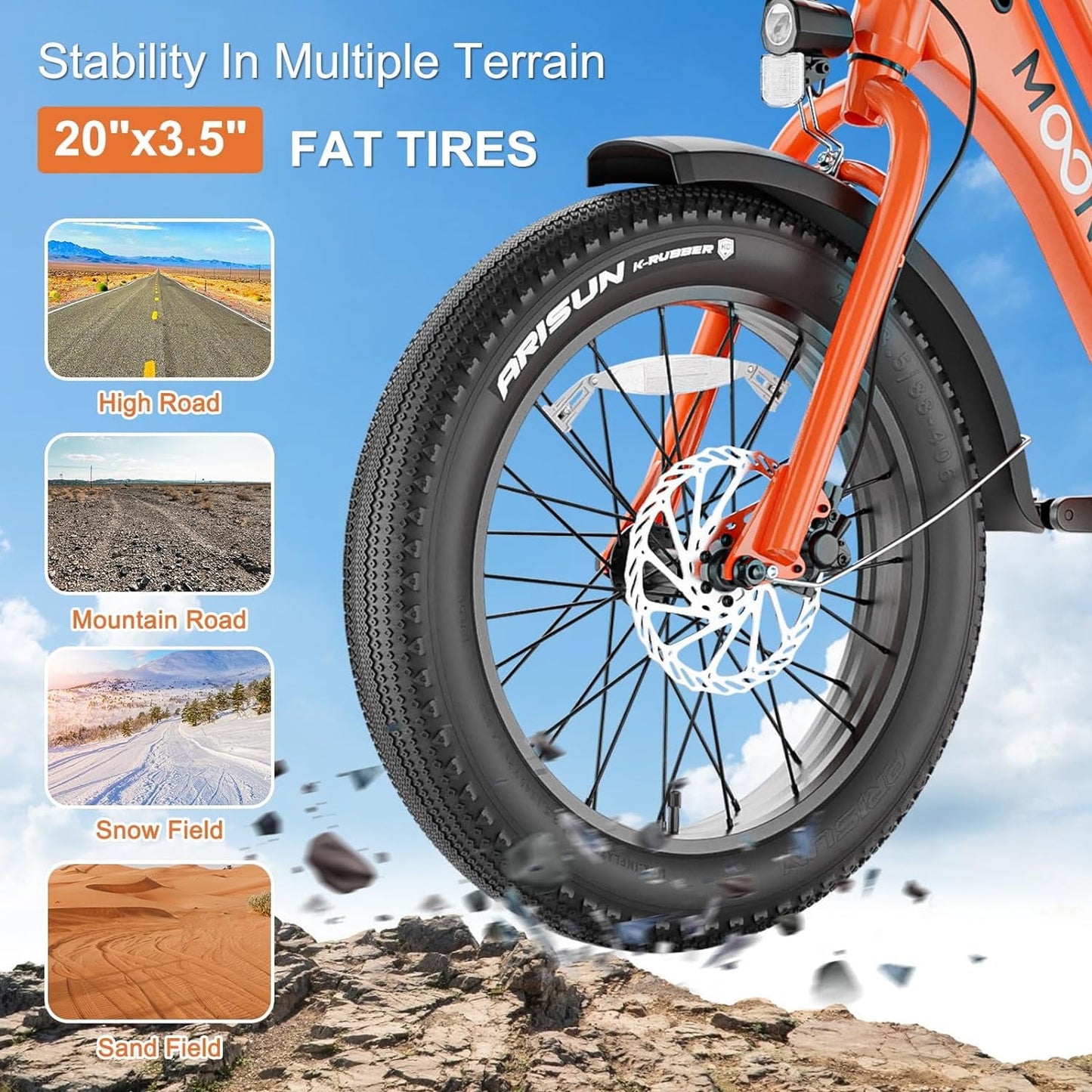 Lilypelle 7-Speed Electric Cargo Bike for Adults with Kits, 48V 20AH 750W Long Range Cargo Ebike ,Orange