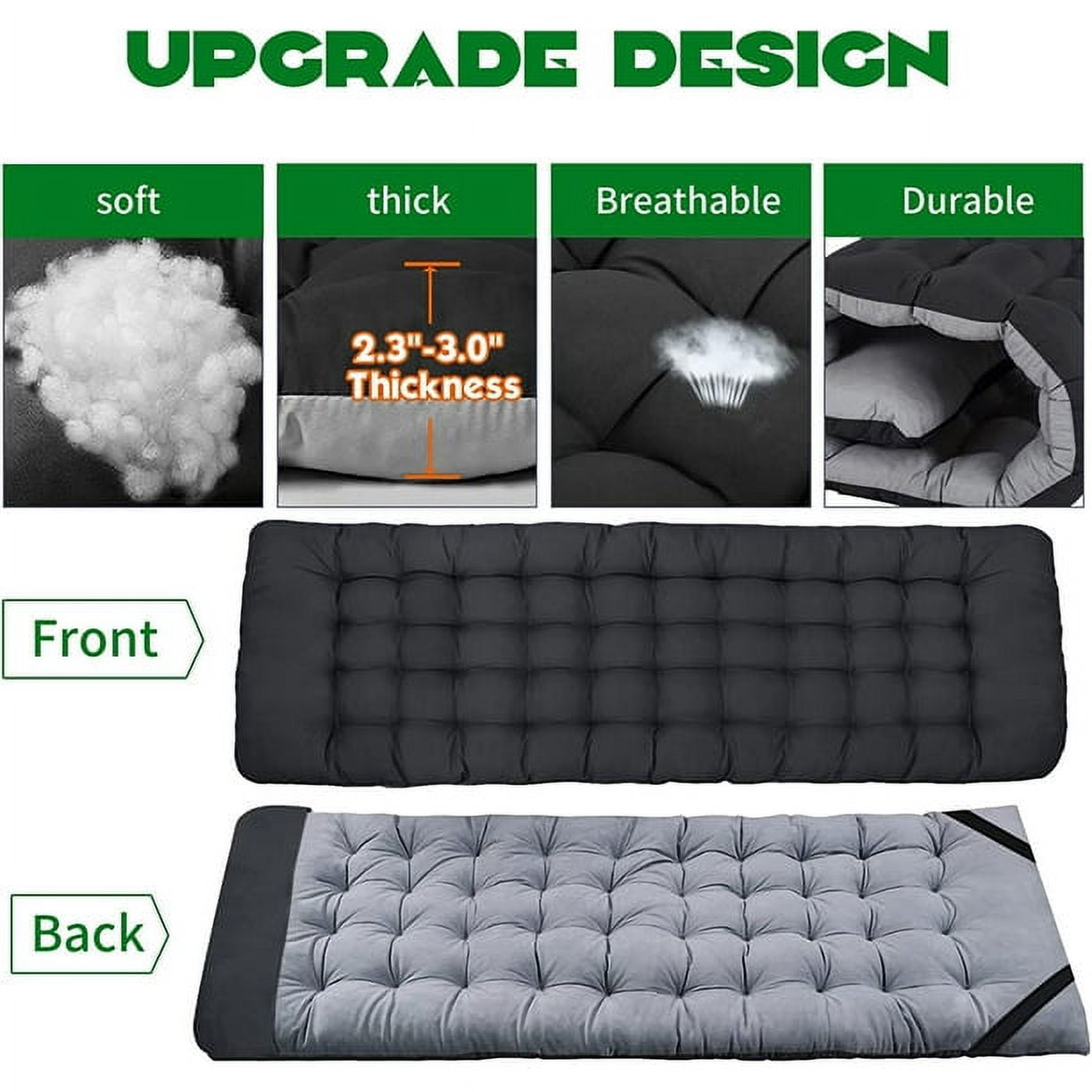 Lilypelle Folding Camping Cot for Adults, Portable Sleeping Cot, Folding Cot Rollaway Guest Bed with 3.3 inch 2 Sided Mattress and Carry Bag