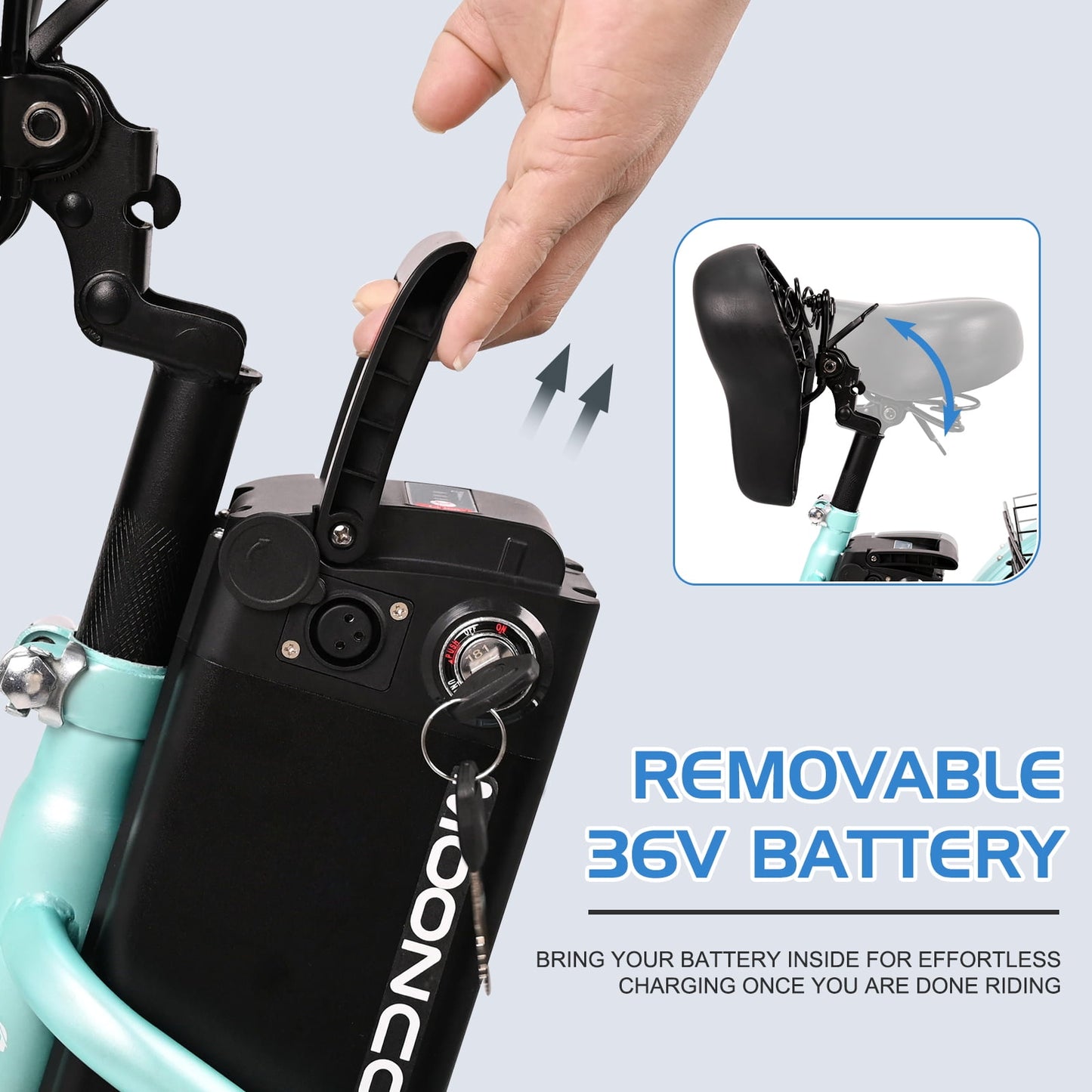 Lilypelle 36V 10.4AH Lithium Battery for Mooncool 24"/26" MC350 Electric Trike