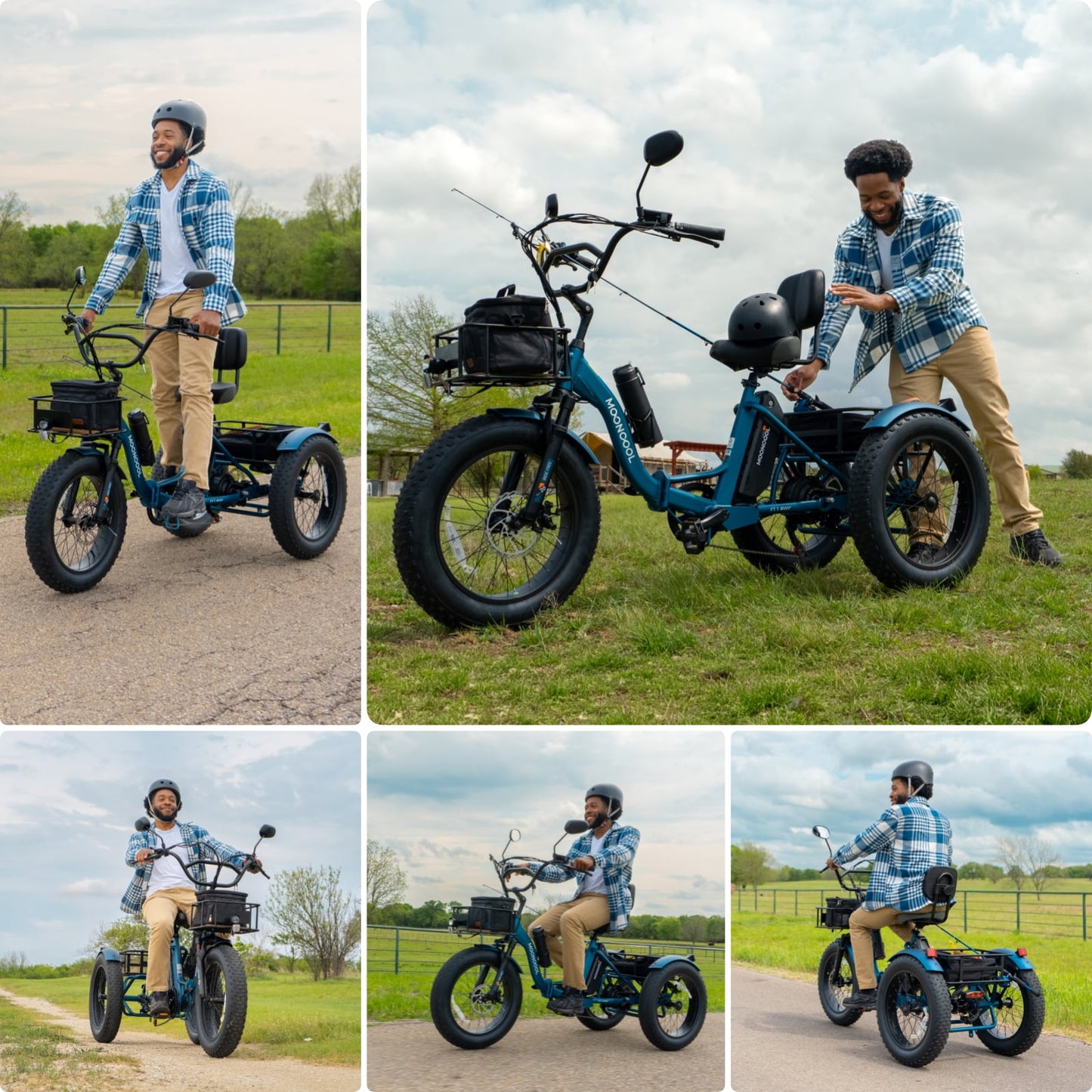 MOONCOOL Folding Electric Tricycle for Adults, 20" x 4" Fat Tire Electric Trike, 48V Peak 1092W Electric Bicycle, 3 Wheels 7 Speed Ebike w/ 14.5Ah Removable Battery& Speed Differential Mechanism