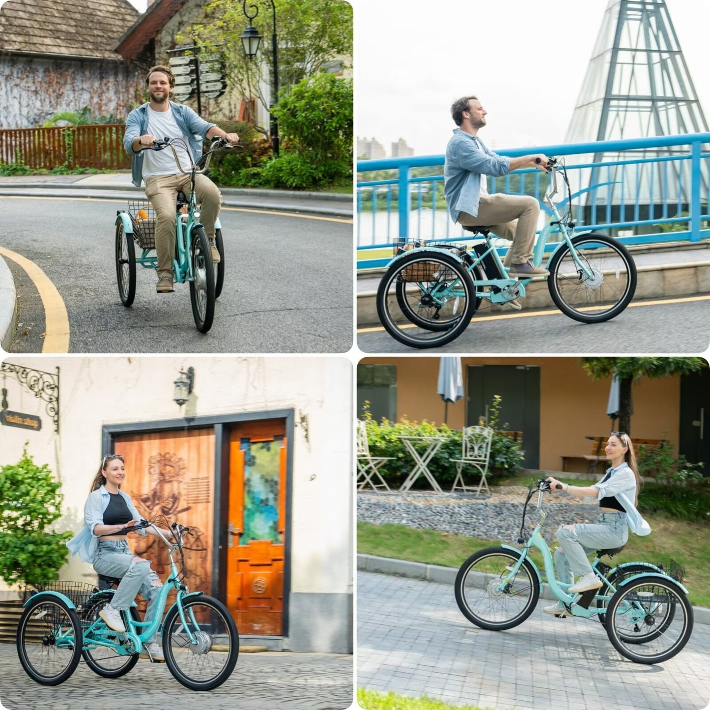 MOONCOOL MC350 Electric Tricycle for Adults, 350W Motorized Electric trike with 36V 10.4Ah Removable lithium battery,24"/26" 7 Speeds 3 Wheels Electric Bikes