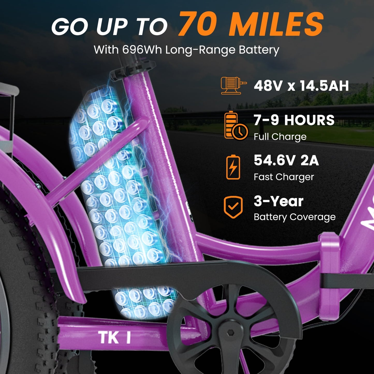 MOONCOOL TK1 Folding Electric Tricycle for Adults,48V 14.5Ah Removable battery, 1000W Motor, 20" Fat Tire Step-Thru 3 Wheel Electric Bicycle W/ Rearview Mirror Accessory Kit, UL2849