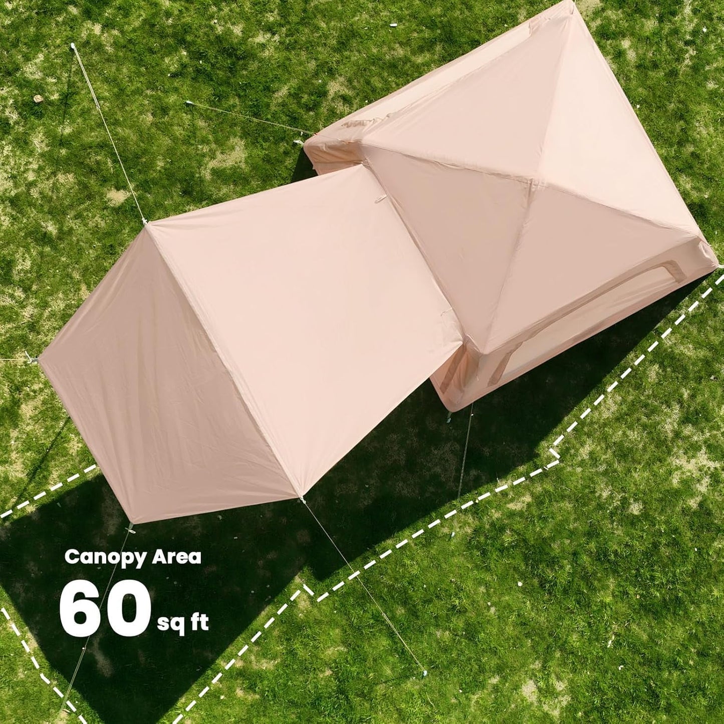 Lilypelle 2-4 Person Blow Up Inflatable Tent with Canopy, Instant Setup Hot Tent, Waterproof Inflatable Camp Tent with Hand Pump, All-Weather Glamping Inflatable House