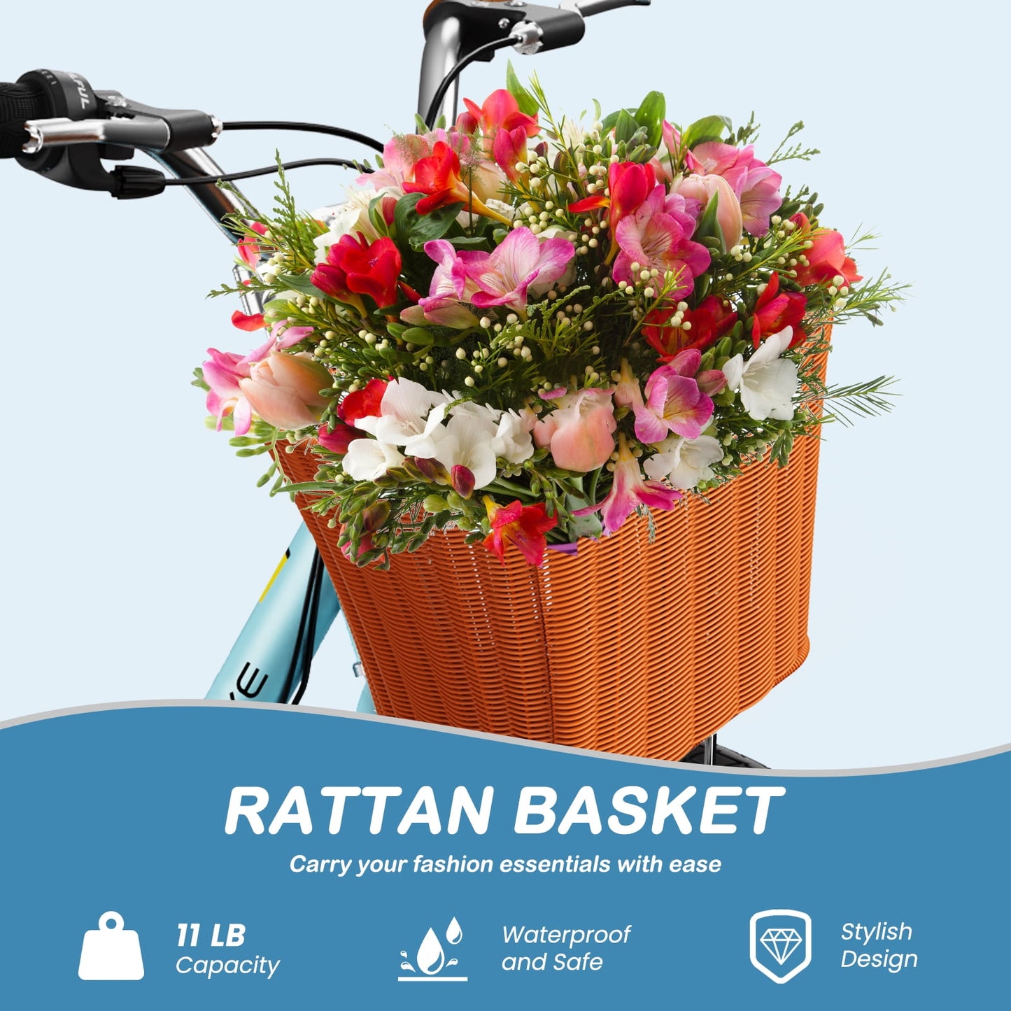 Lilypelle Womens Bike, 7 Speed Bike for Adults Women 24 26 inch with Ratten Basket & Rack, Beach Cruiser Bike for Women, Womens Bicycle for Commuting, Step Through City Bikes for Women Adults Ladies