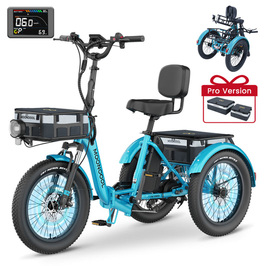 Lilypelle TK-Pro Electric Tricycle for Adults,750W 48V Folding E-Mountain bike UL2849 , 20" 6 Speed 3 Wheels Electric Bicycle with Front & Rear Basket and Removable 20AH Battery