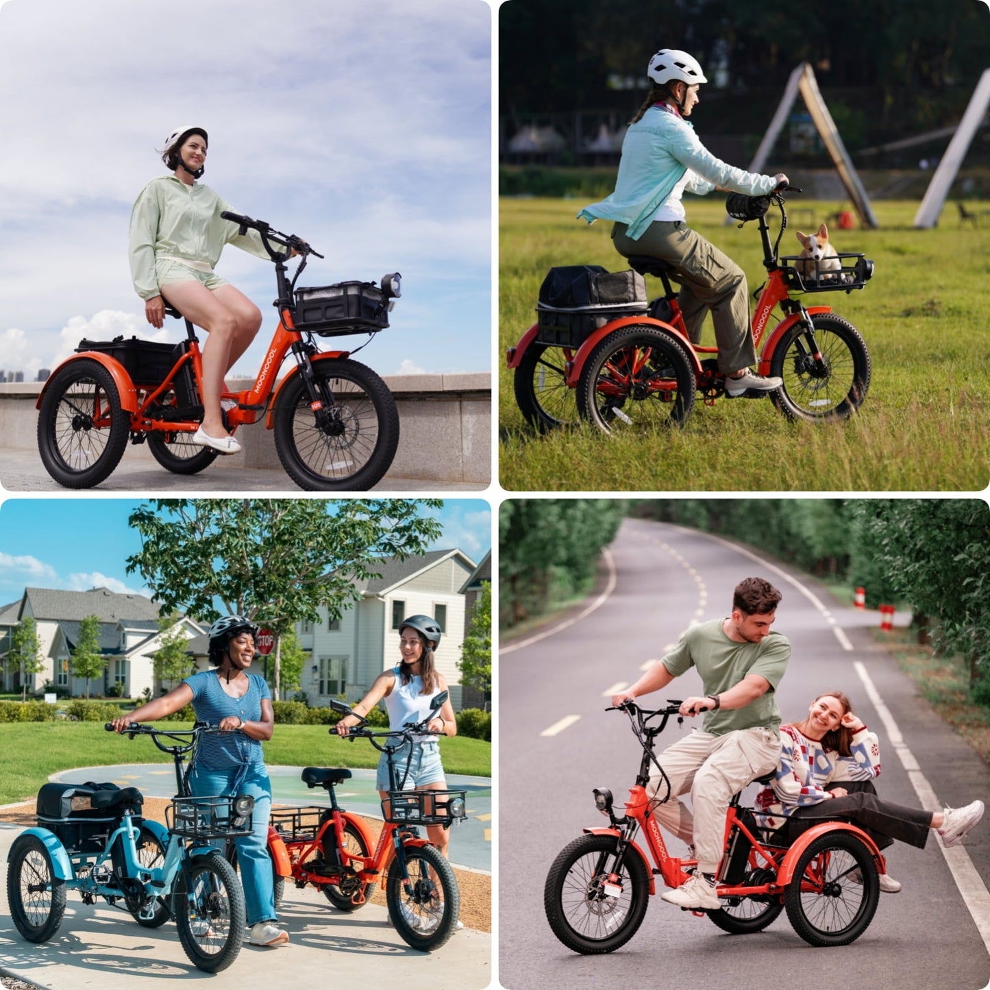 MOONCOOL TK1 Folding Electric Tricycle for Adults,48V 14.5Ah Removable battery, Peak 1000W Motor, 20" Fat Tire Step-Thru 3 Wheel Electric Bicycle W/ Mirrows Kit