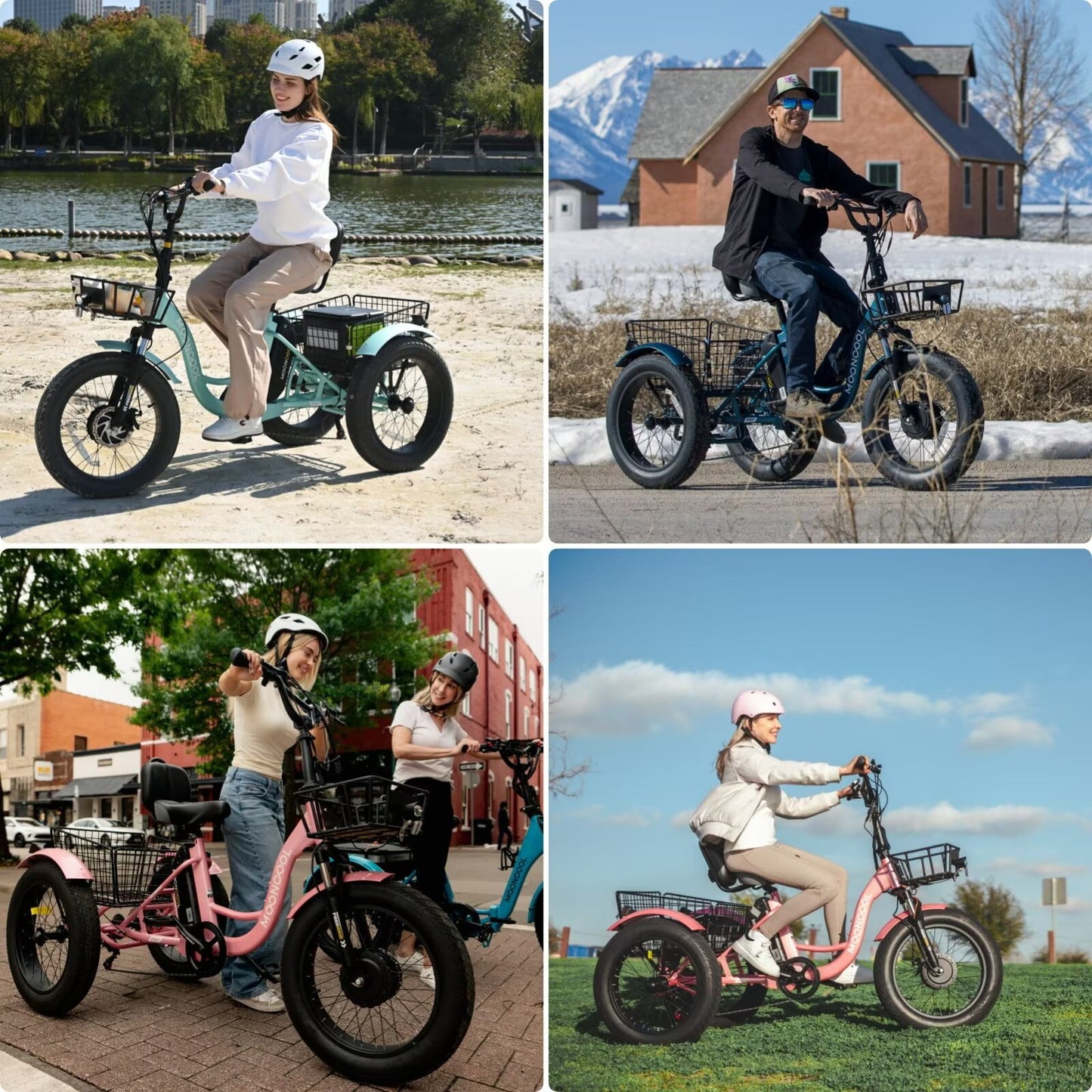 MOONCOOL All-Terrain Electric Tricycle for Adults, 1100w Motor 48V 14.5Ah Battery,7-Speed 20" x 4.0" Fat Tire 3 Wheel Electric Bike , 25-60 miles