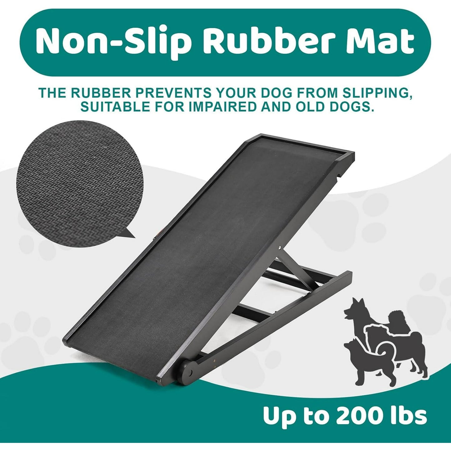 Lilypelle Foldable Pet Ramp for Small & Large dog,Adjustable Wood Dog Ramp