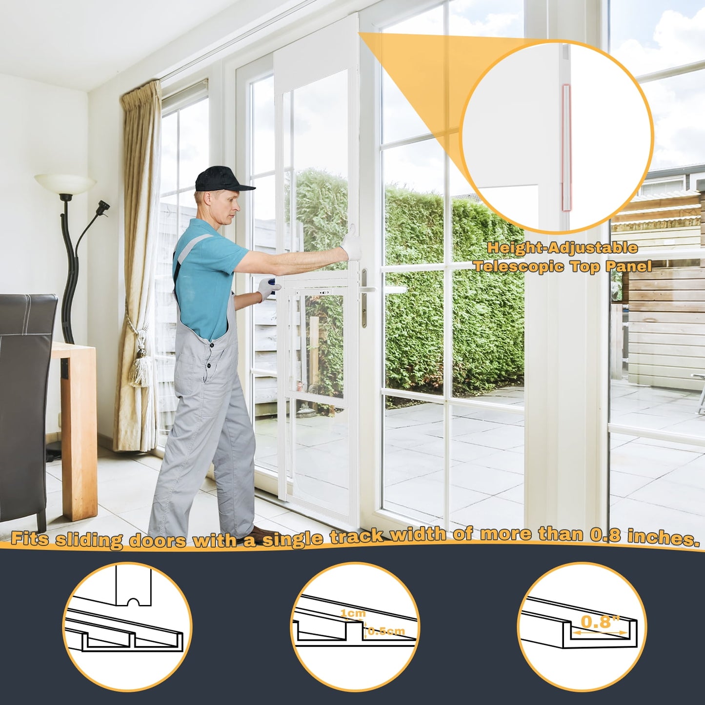 Lilypelle Dog Door for Sliding Glass Door, 74.8''-80.7'' Adjustable Sliding Glass Door for Small Dog & Cat Door