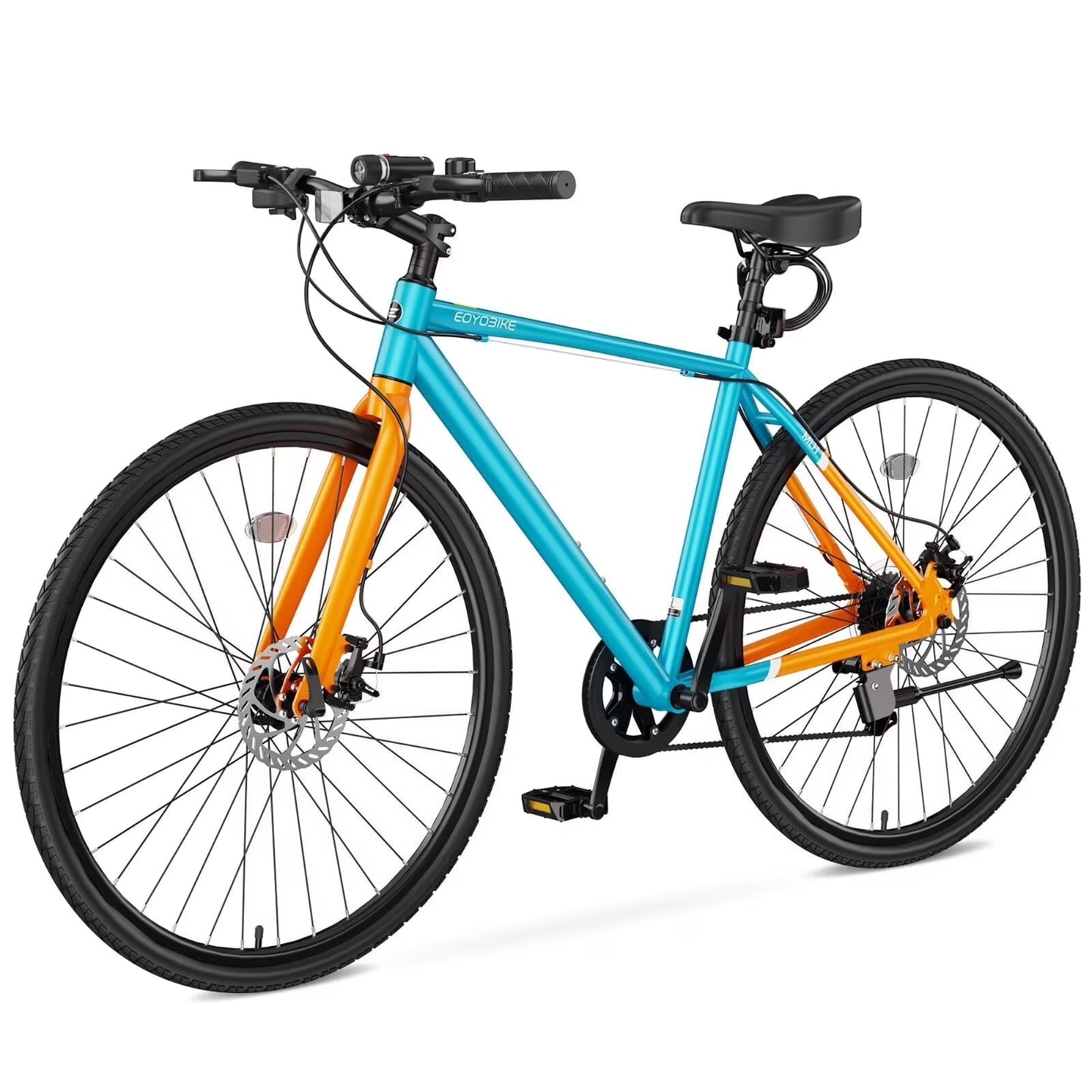 Lilypelle Hybrid Bike for Adults, 700C Lightweight Mens Bike w/ Aluminum Frame & Disc Brakes & LED Headlight, 8-Speed Vintage Retro Hybrid Bicycles for City Commuters, Adult Bike, Male Road Bike