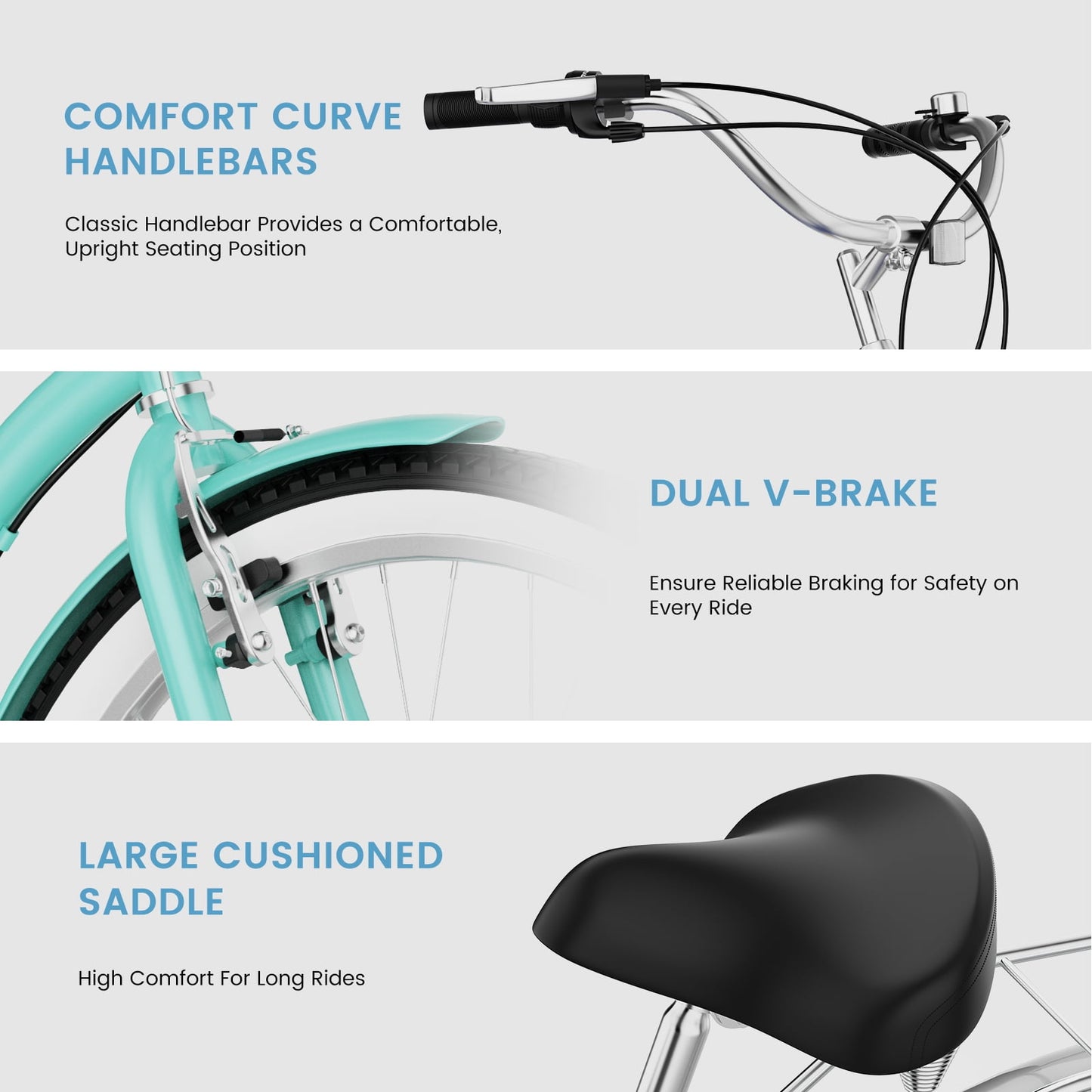 Lilypelle Adults Beach Cruiser Bicycle, 24" Wheel 7 Speed Bike , Step Through Bikes for Commuting, Unisex