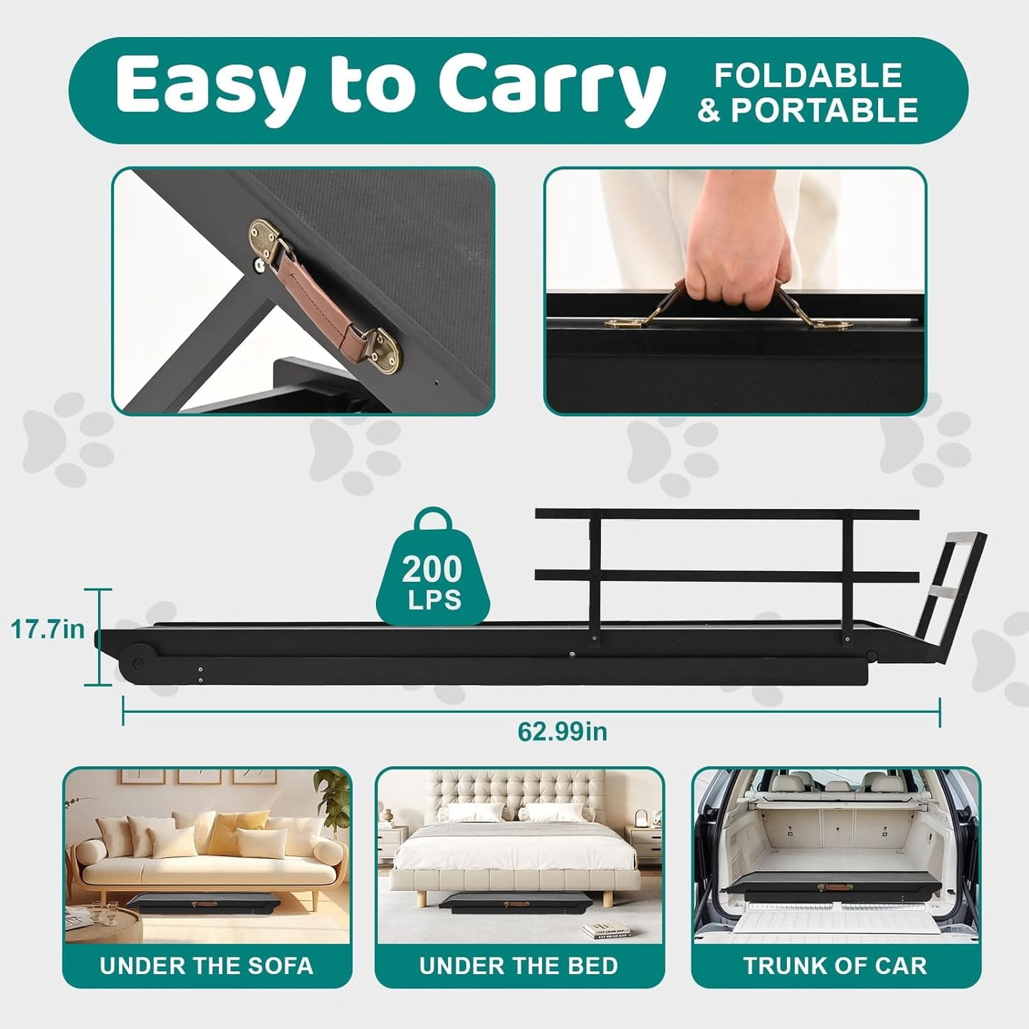 LILYPELLE Foldable Pet Ramp Bed for Dogs Cats with Non-slip Rubber