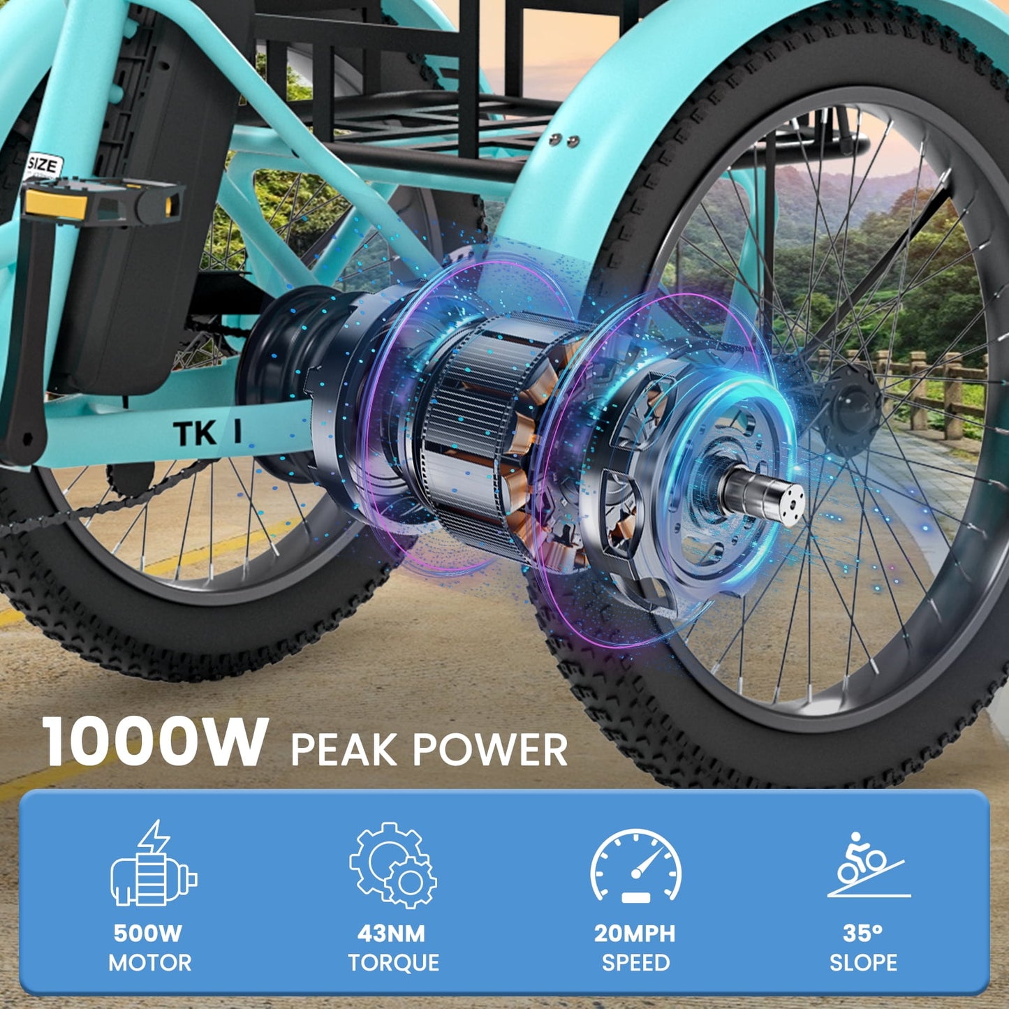 MOONCOOL Electric Trike, Electric Tricycle for Adults, 20" Folding 3 Wheels Electric Bicycle, 48V 750W Motorized Three Wheel Ebike with Aluminum Frame, Removable Battery and Basket, UL2849