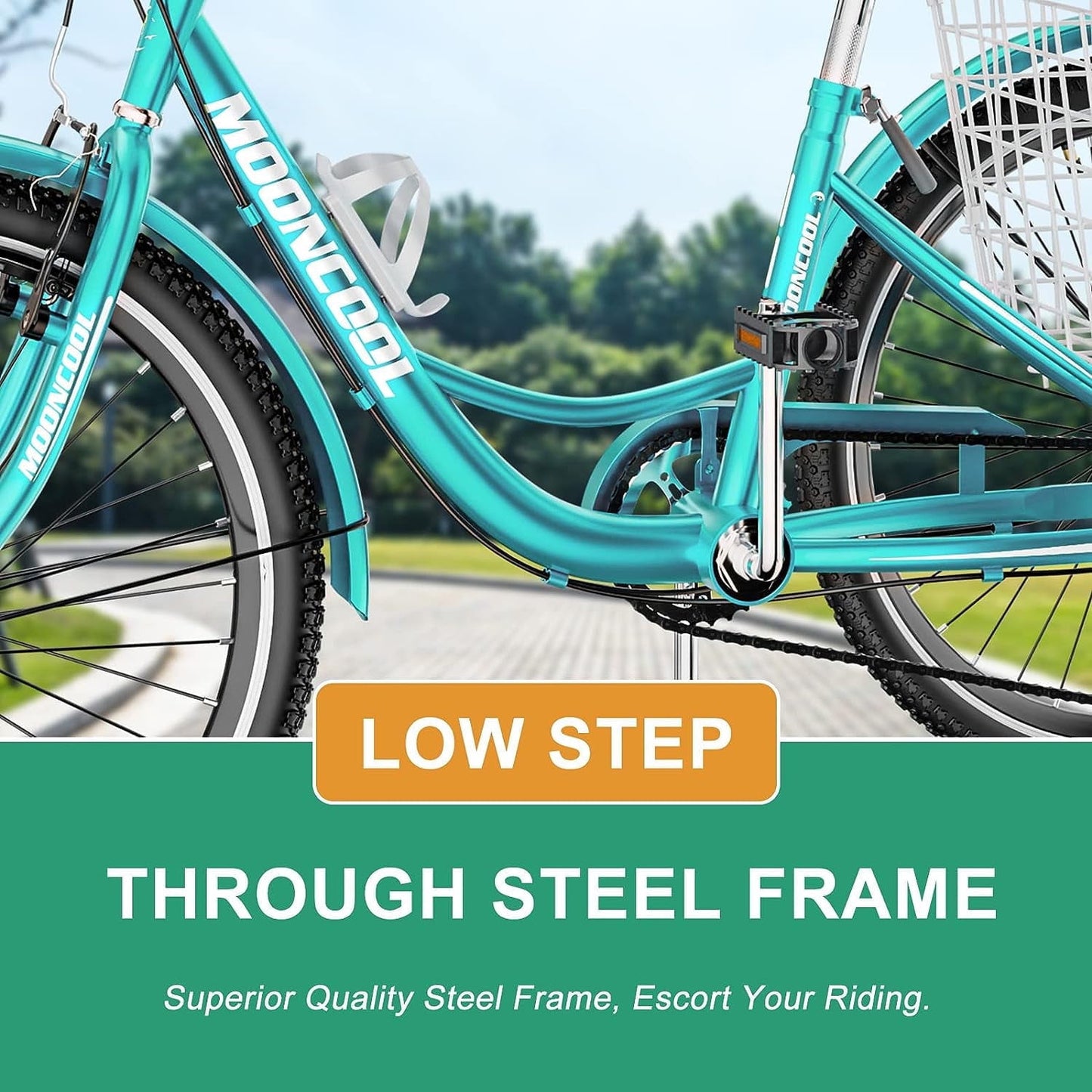 Lilypelle Adult Tricycles 7 Speed 26 inch Three Wheel Bike Cruiser Trike with Low-Step Through Frame/Large Basket for Men, Women, Seniors