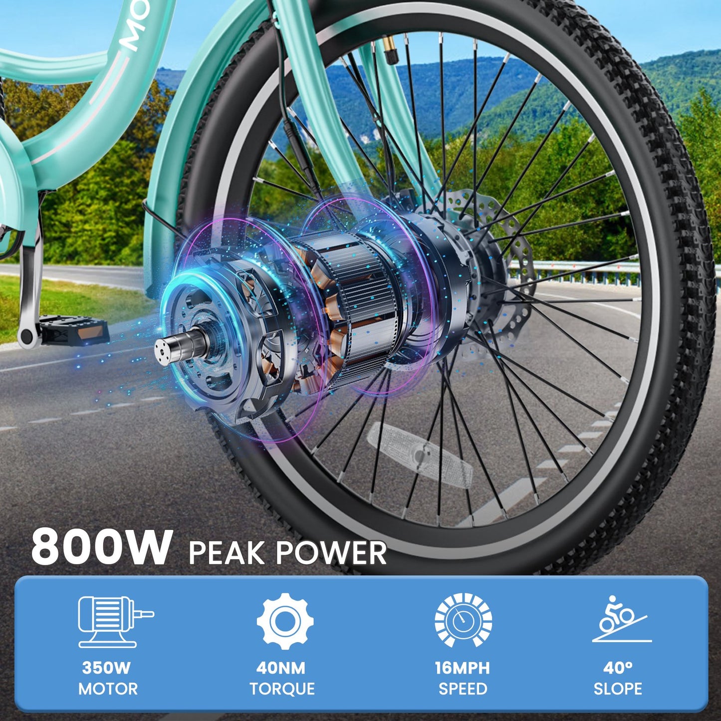 Lilypelle Electric Tricycle for Adults, 350W Electric Trike 7 Speed with 36V removable Battery, 3 Wheel Electric Bikes for Women Men Seniors, 450lb, 24/26 inch Tire