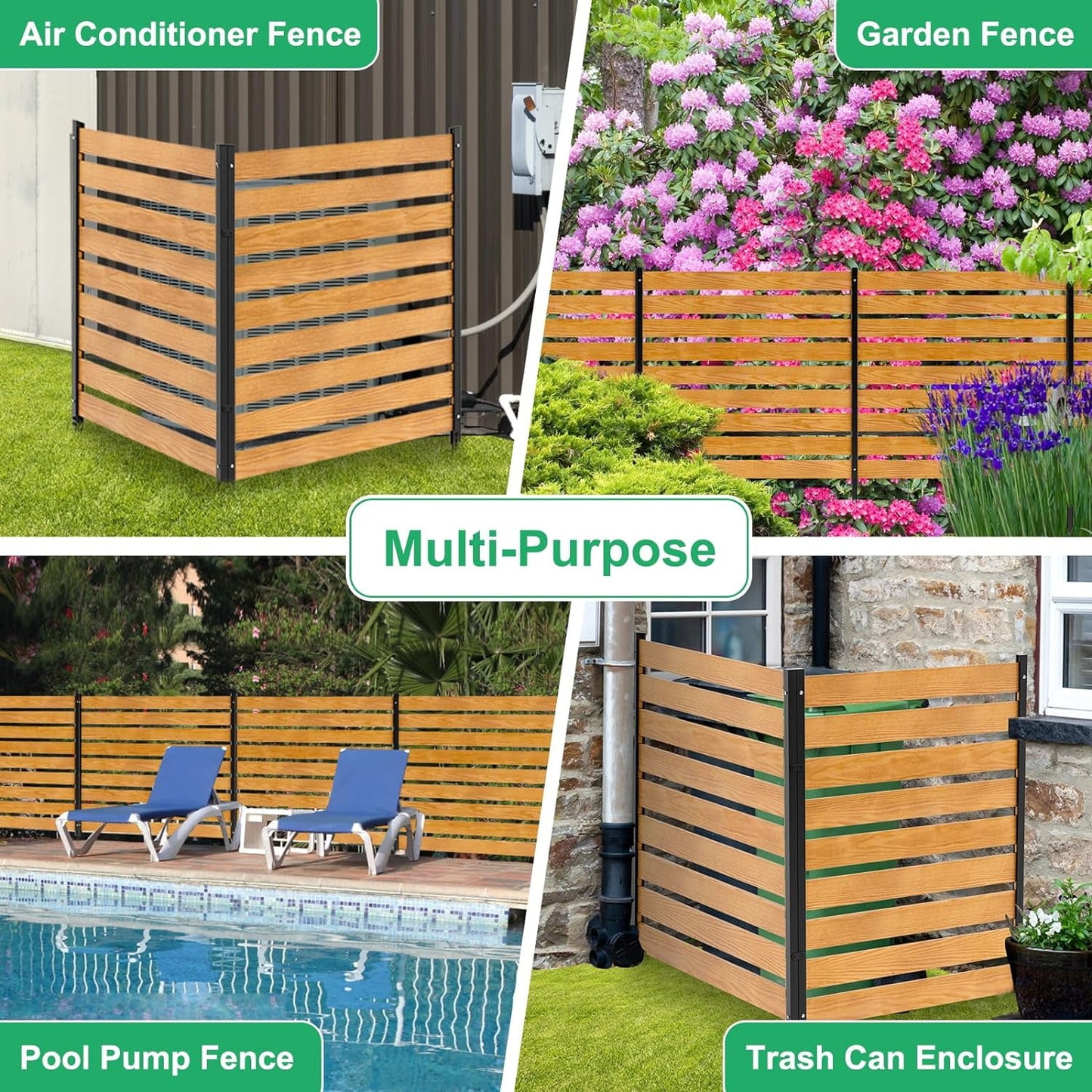 Lilypelle Air Conditioner Fence, Pool Equipment Enclosure,  Privacy Screens Fence Panels with Metal Stakes, Trash Can Fence Privacy Fence Panel for Outside