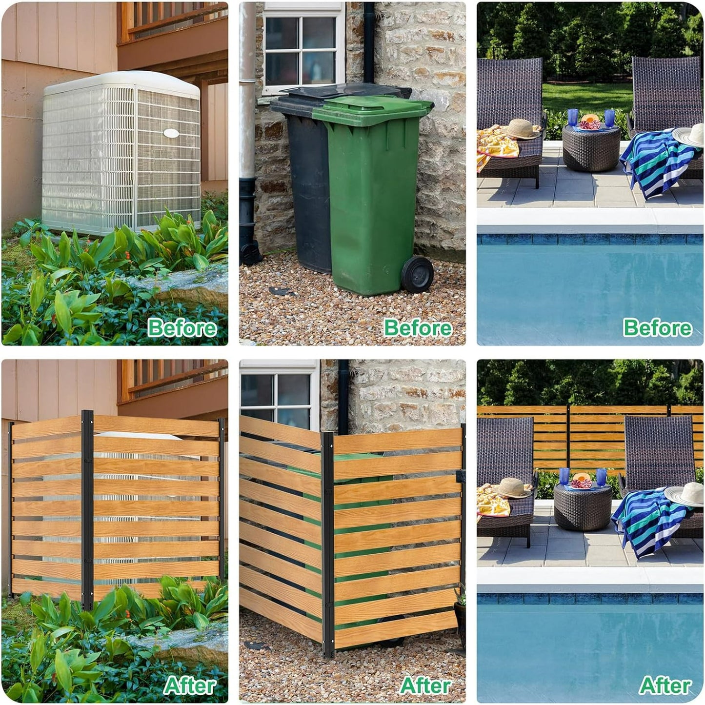 Lilypelle Air Conditioner Fence, Pool Equipment Enclosure,  Privacy Screens Fence Panels with Metal Stakes, Trash Can Fence Privacy Fence Panel for Outside