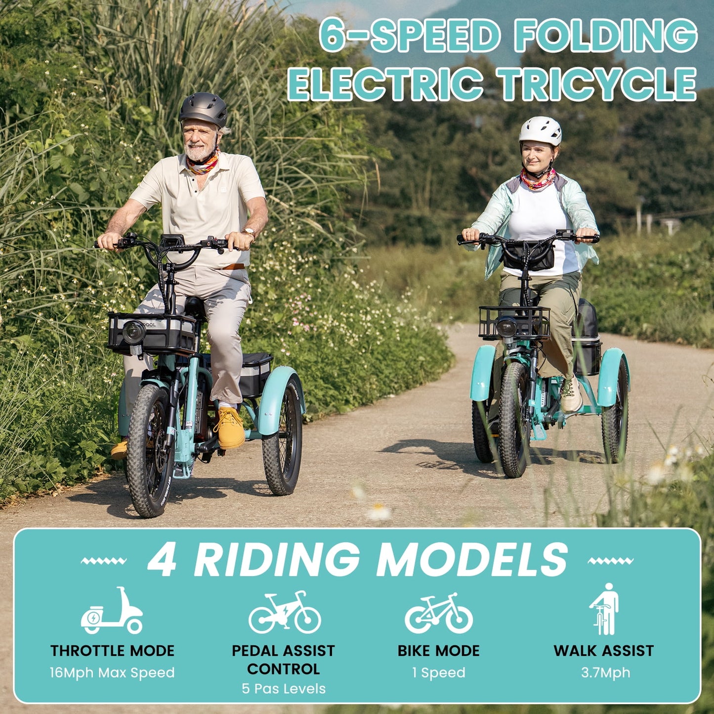 LILYPELLE Electric Trike for Adults, 750W Folding Electric Tricycle Electric Trike, 3 Wheel Electric Bicycle Motorized Three Wheel Ebike with Large Basket for Women Men