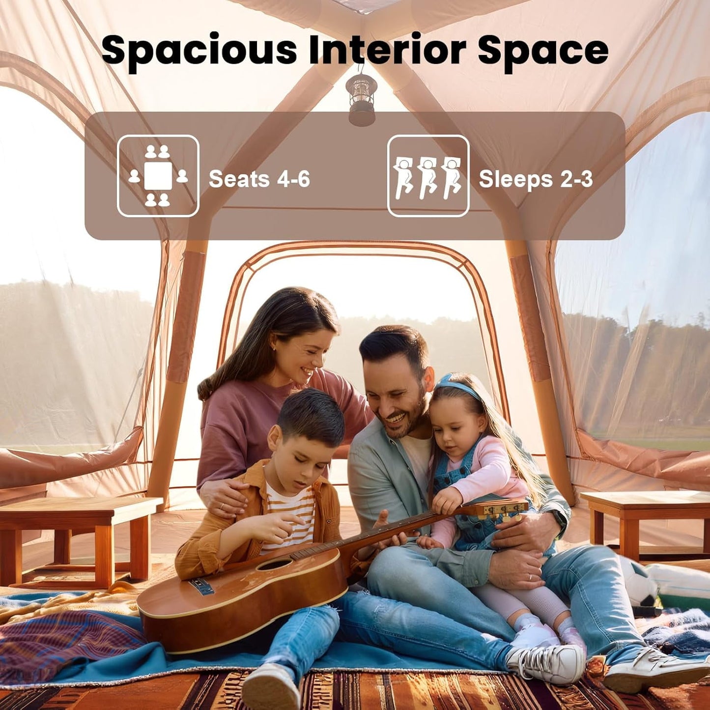 Lilypelle 2-4 Person Blow Up Inflatable Tent with Canopy, Instant Setup Hot Tent, Waterproof Inflatable Camp Tent with Hand Pump, All-Weather Glamping Inflatable House