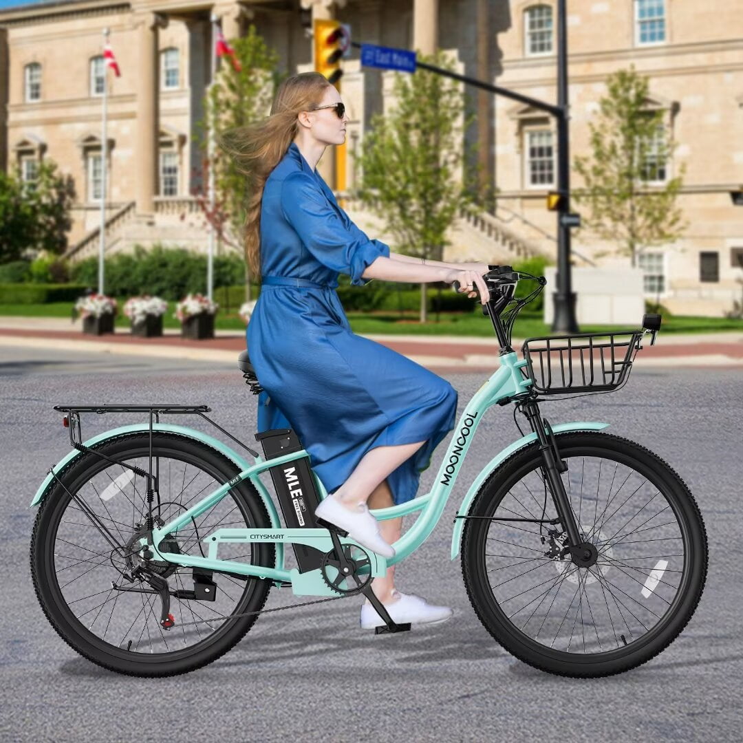 Lilypelle Electric Bike for Women Adults, 700W Peak Power, 40 Miles Electric Cruiser Bike with 36V 10.4Ah Battery, 7-Speed Electric Bicycle, 26" Tires and Front Fork Suspension
