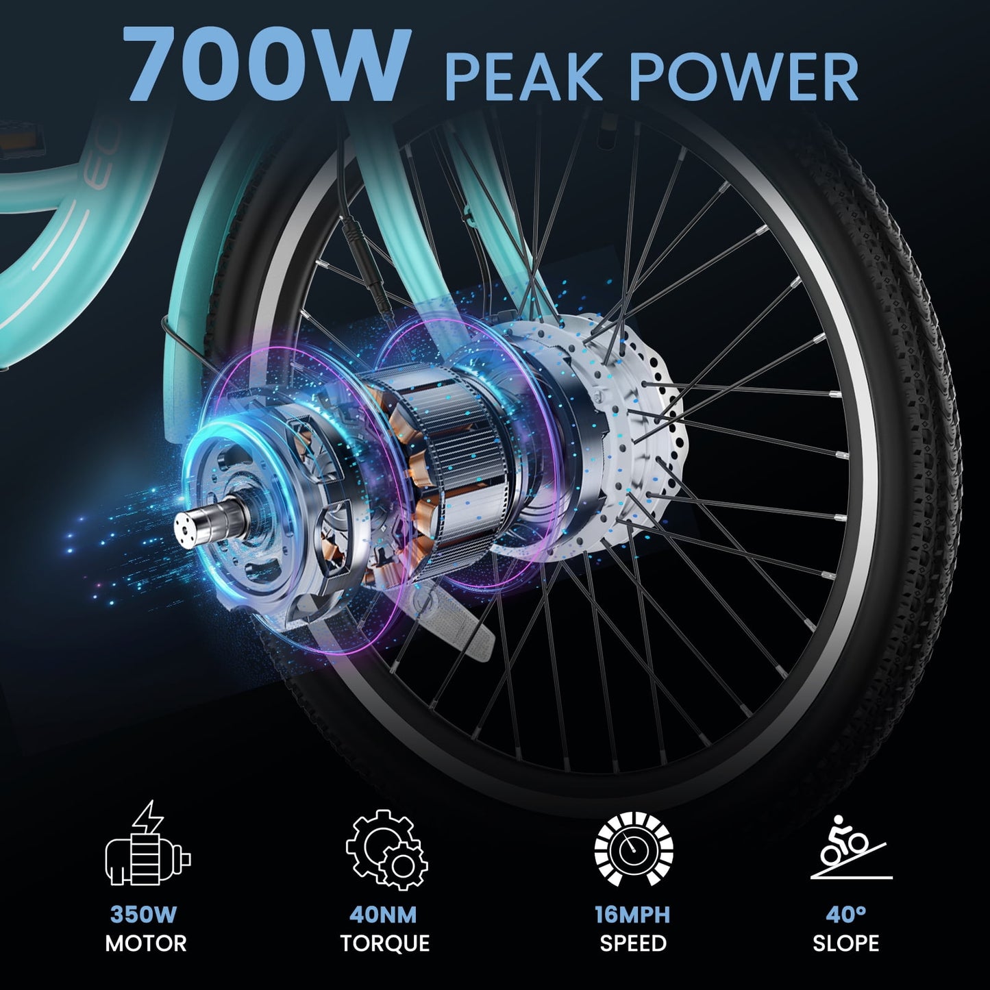 MOONCOOL MC350 Electric Tricycle for Adults, 350W Motorized Electric trike with 36V 10.4Ah Removable lithium battery,24"/26" 7 Speeds 3 Wheels Electric Bikes