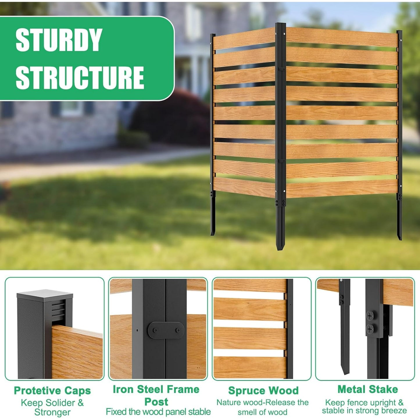 Lilypelle Air Conditioner Fence, Pool Equipment Enclosure,  Privacy Screens Fence Panels with Metal Stakes, Trash Can Fence Privacy Fence Panel for Outside