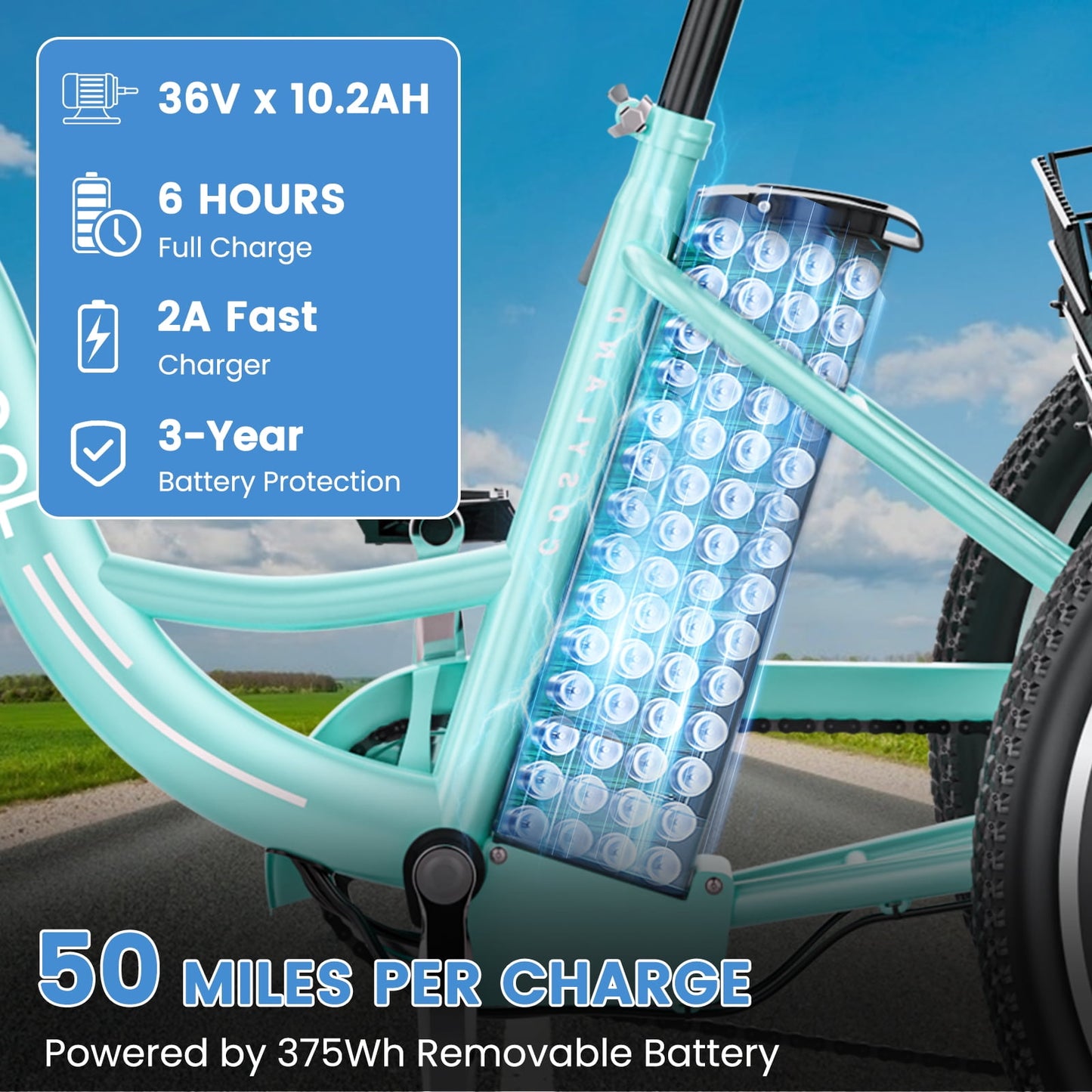 Lilypelle Electric Tricycle for Adults, 350W Electric Trike 7 Speed with 36V removable Battery, 3 Wheel Electric Bikes for Women Men Seniors, 450lb, 24/26 inch Tire