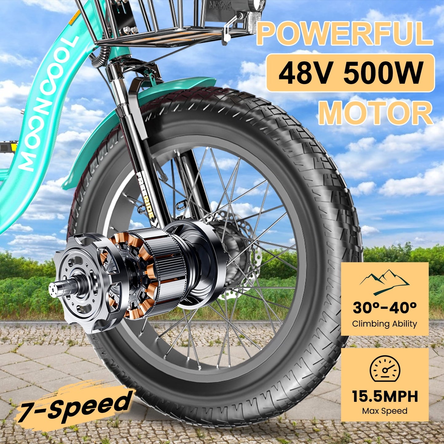 Lilypelle 7-Speed Electric Tricycle with 20" x 4" Fat Tires for Adults,500W 48V 14.5Ah Lithium Battery ,3 Wheels Electric bike with Front & Rear Basket for Men, Women,Senior