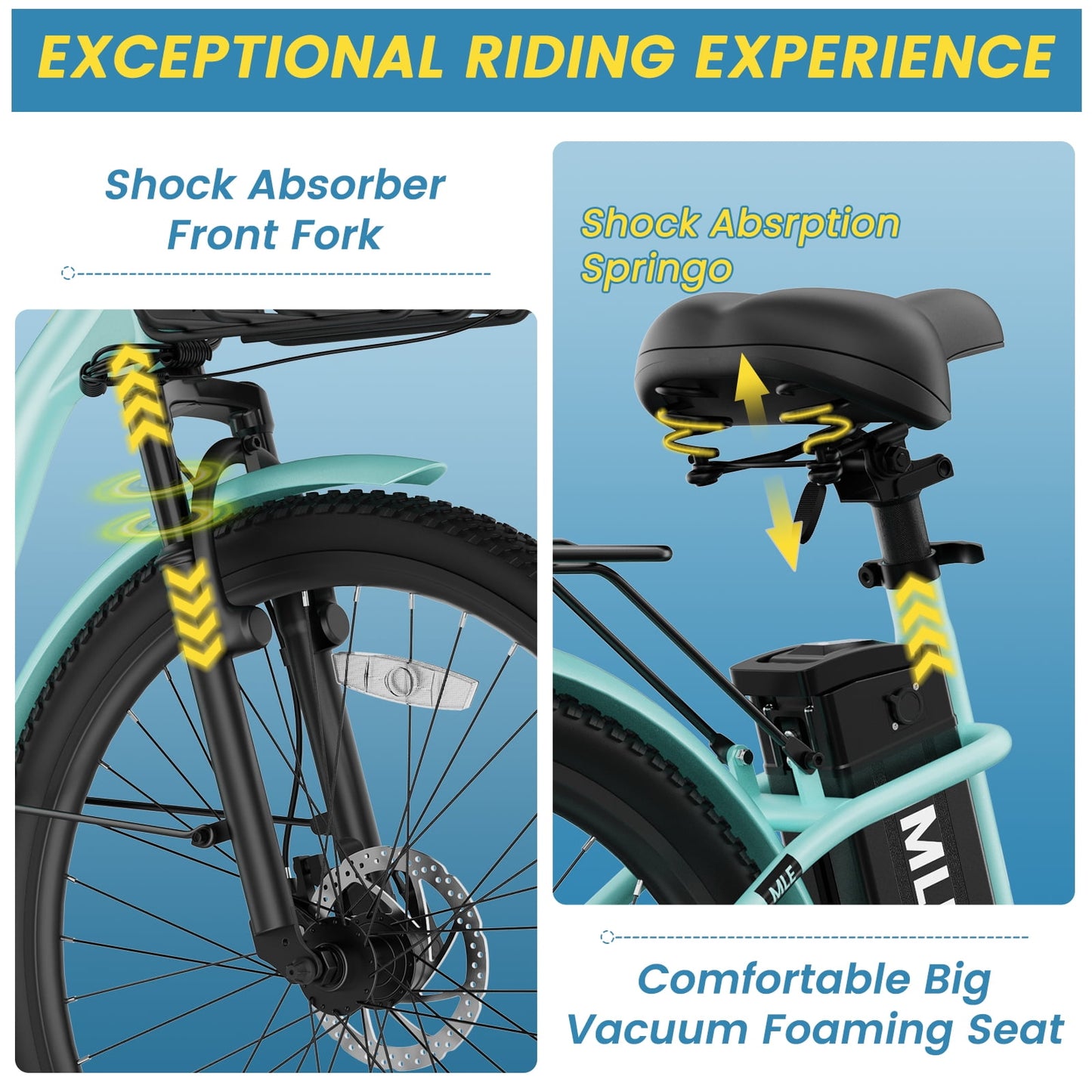 MOONCOOL Electric Bicycle for Adults 350W , 7-Speed Ebike with 36V 10.4Ah Removable Battery， 40 Miles Range , 20 mph Electric Commuter Bike for Women Men