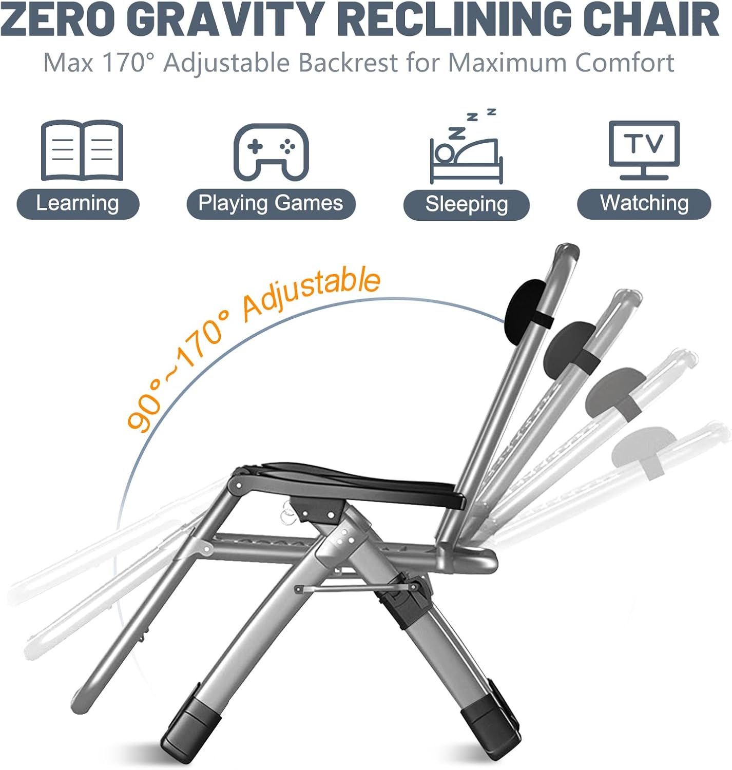 LILYPELLE Comfy Folding Chair, Folding Lounge Chair for Bedroom and Living Room, Folding Reclining Patio Chairs with Removable Cushion for Indoor Outdoor