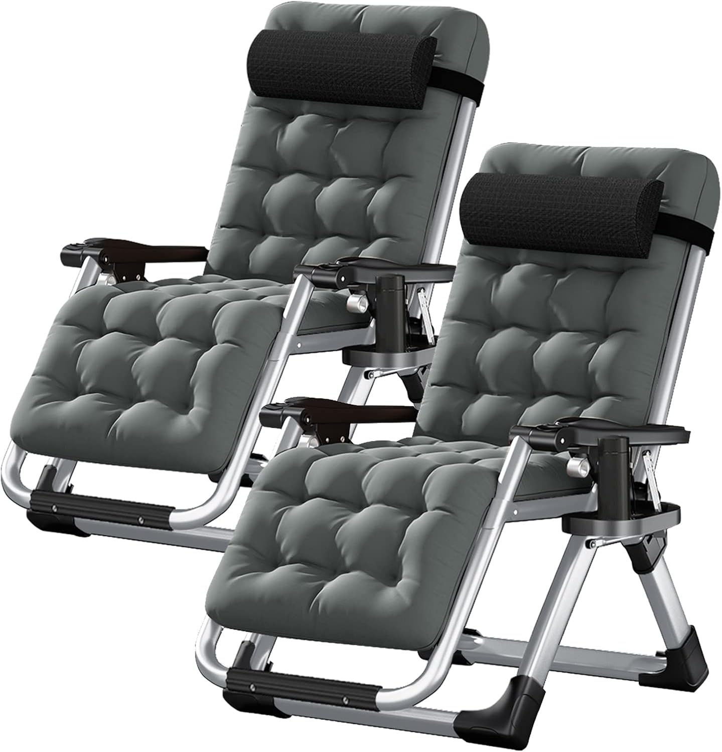 LILYPELLE Zero Gravity Chair, Premium Lawn Recliner Folding Portable Chaise Lounge with Detachable Cushion, Headrest and Cup Holder, Reclining Patio Lounger Chair