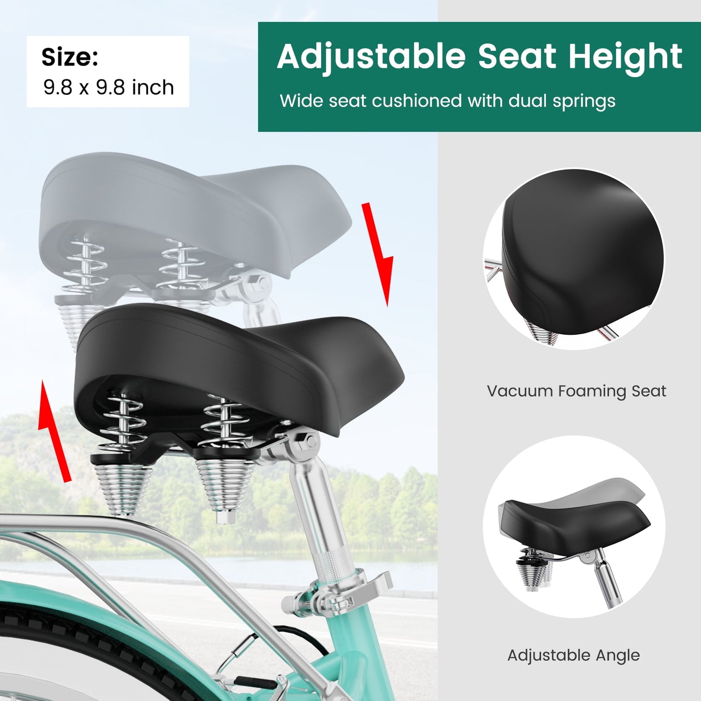 Lilypelle Beach Cruiser Bicycle, 7 Speed Bike with 24" 26" Wheel Fits Rider: 4'11"-6'2", Step Through Bikes for Commuting, Unisex