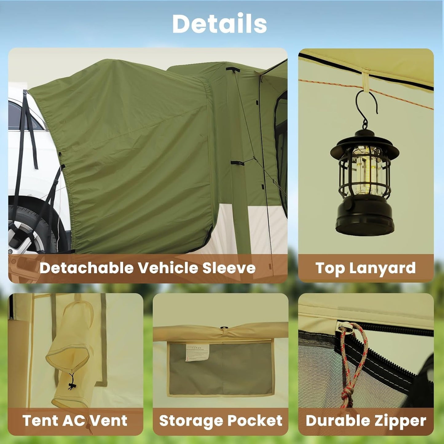 Lilypelle 4-6 Person Blow Up Inflatable Tent, 2-in-1 SUV Tailgate Hot Tent with Stove Jack, Easy Setup Camping Tent with Hand Pump, Waterproof Inflatable House for Outdoor