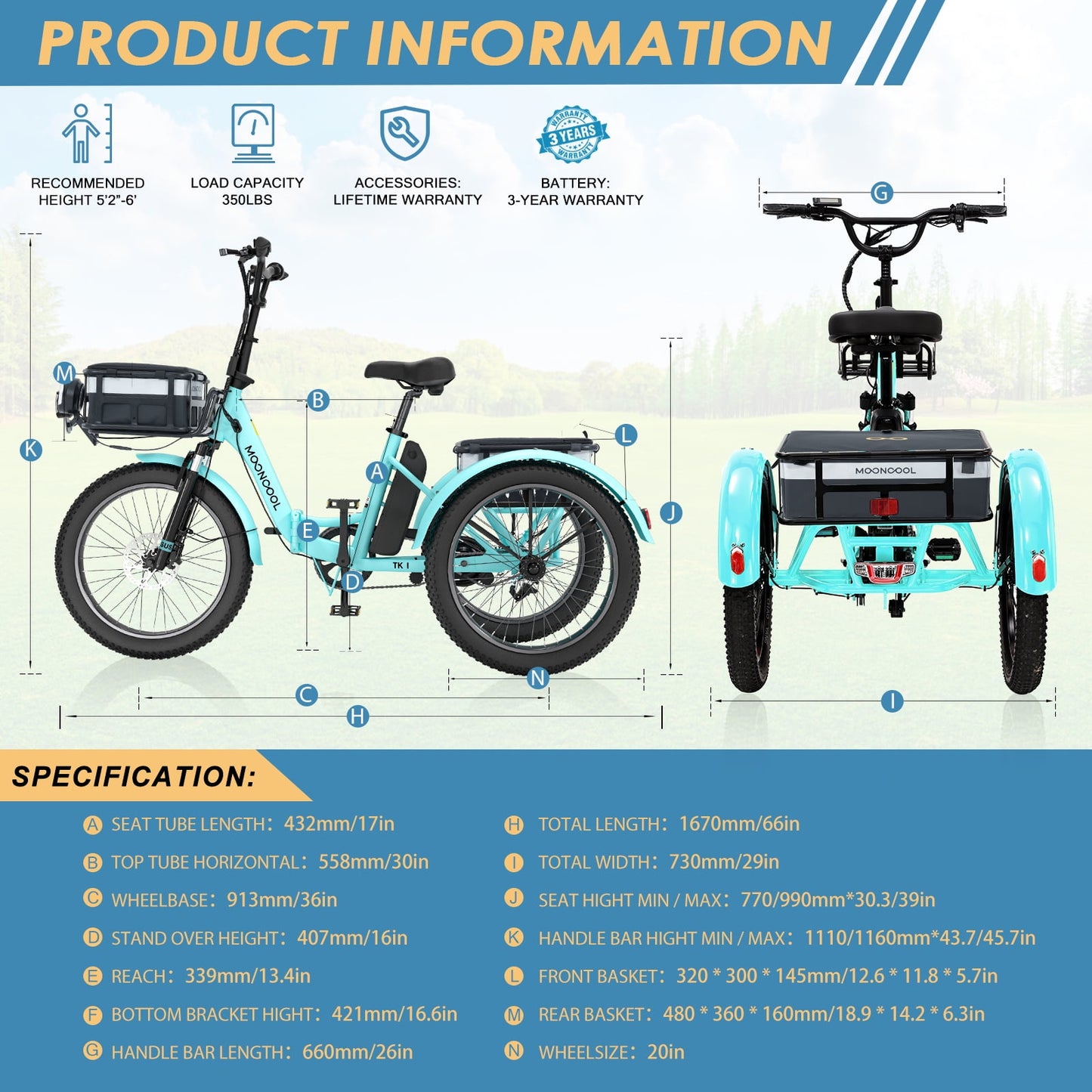 LILYPELLE Electric Trike for Adults, 750W Folding Electric Tricycle Electric Trike, 3 Wheel Electric Bicycle Motorized Three Wheel Ebike with Large Basket for Women Men