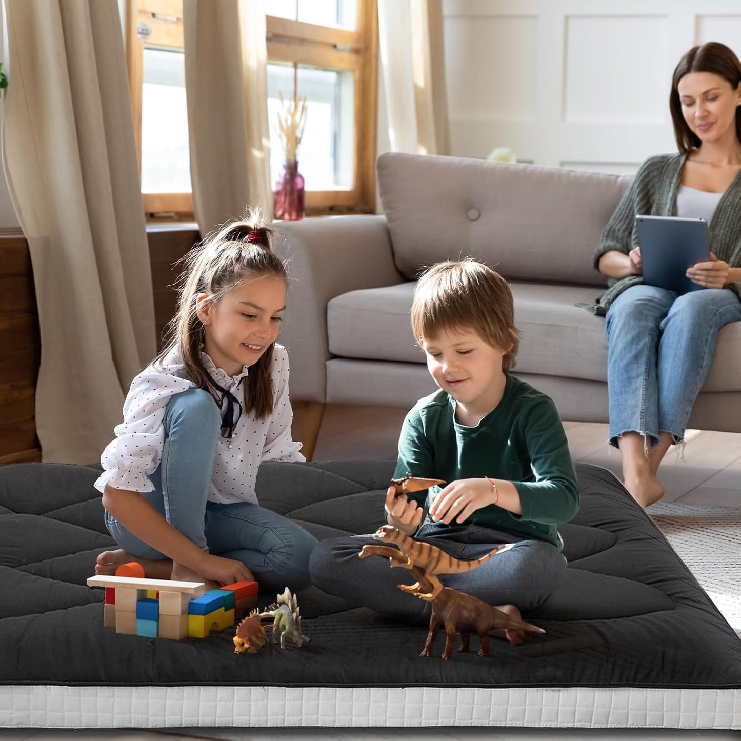 LILYPELLE Japanese Floor Mattress Futon Mattress, Twin/Full/Queen Size  Foldable Mattress, Roll Up Mattress Sleeping Tatami Mat Floor Lounger Guest Bed