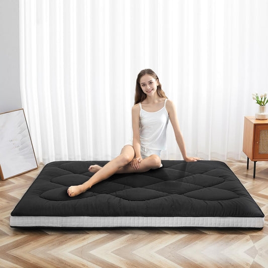 LILYPELLE Japanese Floor Mattress Futon Mattress, Twin/Full/Queen Size  Foldable Mattress, Roll Up Mattress Sleeping Tatami Mat Floor Lounger Guest Bed