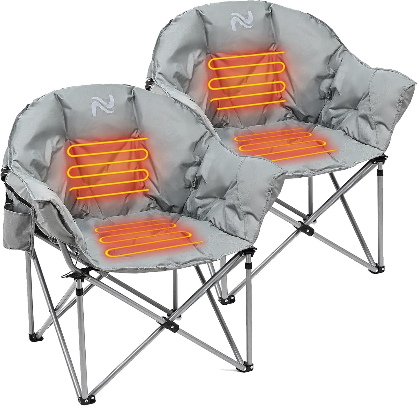 LILYPELLE Oversized Heated Camping Chair, Patio Lounge Chairs with 3 Heat Levels, Portable Folding Heated Chair Round Moon Saucer Folding Lawn Chair Outdoor Chair for Camping, Lounge Patio