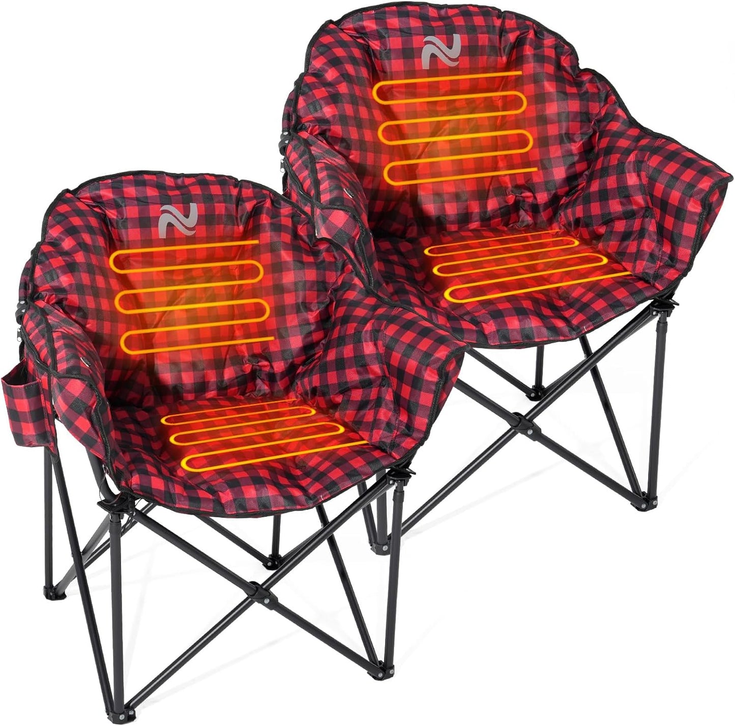 LILYPELLE Oversized Heated Camping Chair, Patio Lounge Chairs with 3 Heat Levels, Portable Folding Heated Chair Round Moon Saucer Folding Lawn Chair Outdoor Chair for Camping, Lounge Patio