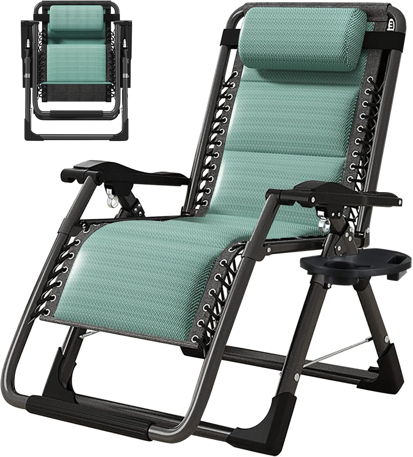 LILYPELLE Zero Gravity Chair, Premium Lawn Recliner Folding Portable Chaise Lounge with Detachable Cushion, Headrest and Cup Holder, Reclining Patio Lounger Chair