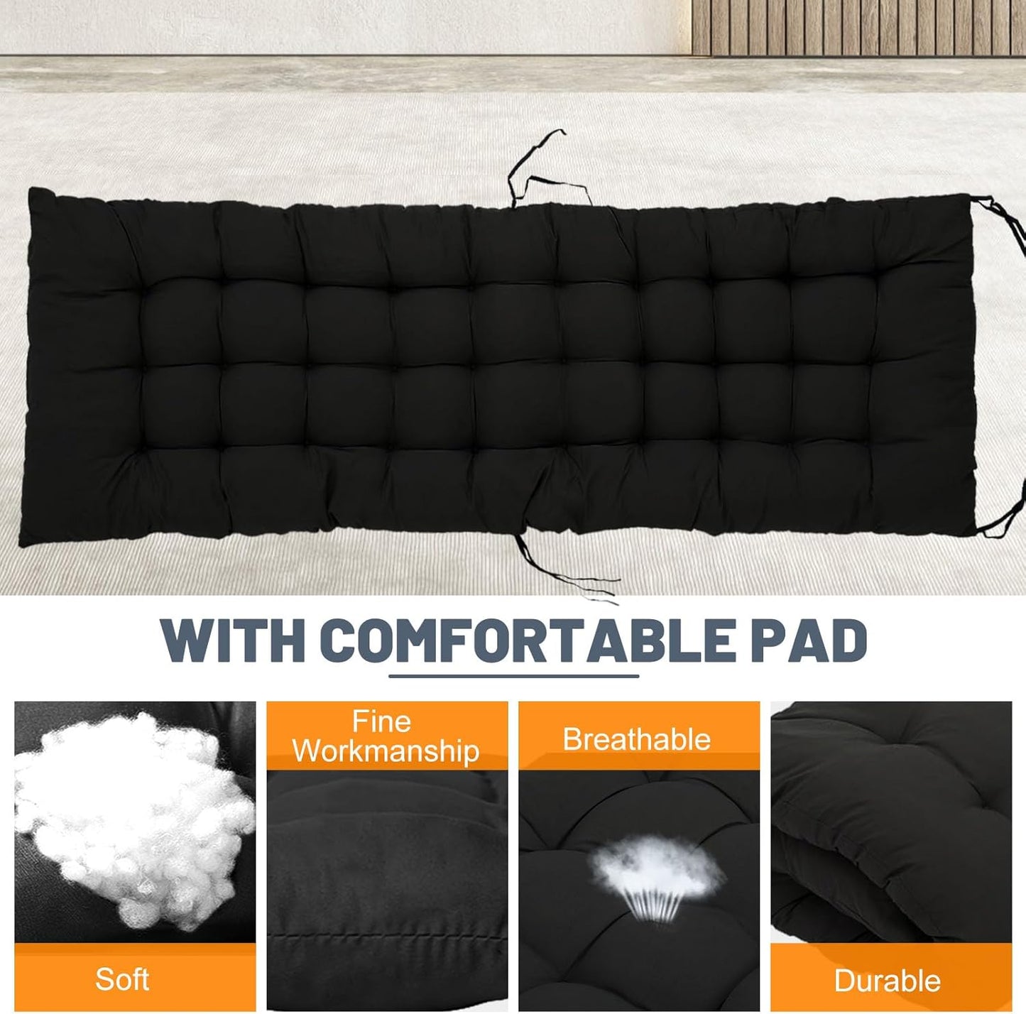 LILYPELLE Comfy Folding Chair, Folding Lounge Chair for Bedroom and Living Room, Folding Reclining Patio Chairs with Removable Cushion for Indoor Outdoor