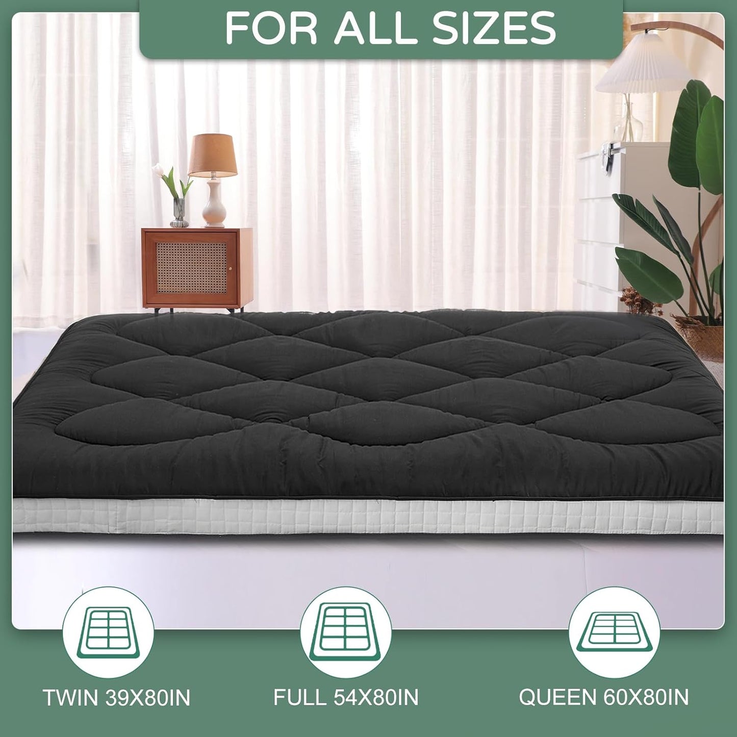 LILYPELLE Japanese Floor Mattress Futon Mattress, Twin/Full/Queen Size  Foldable Mattress, Roll Up Mattress Sleeping Tatami Mat Floor Lounger Guest Bed