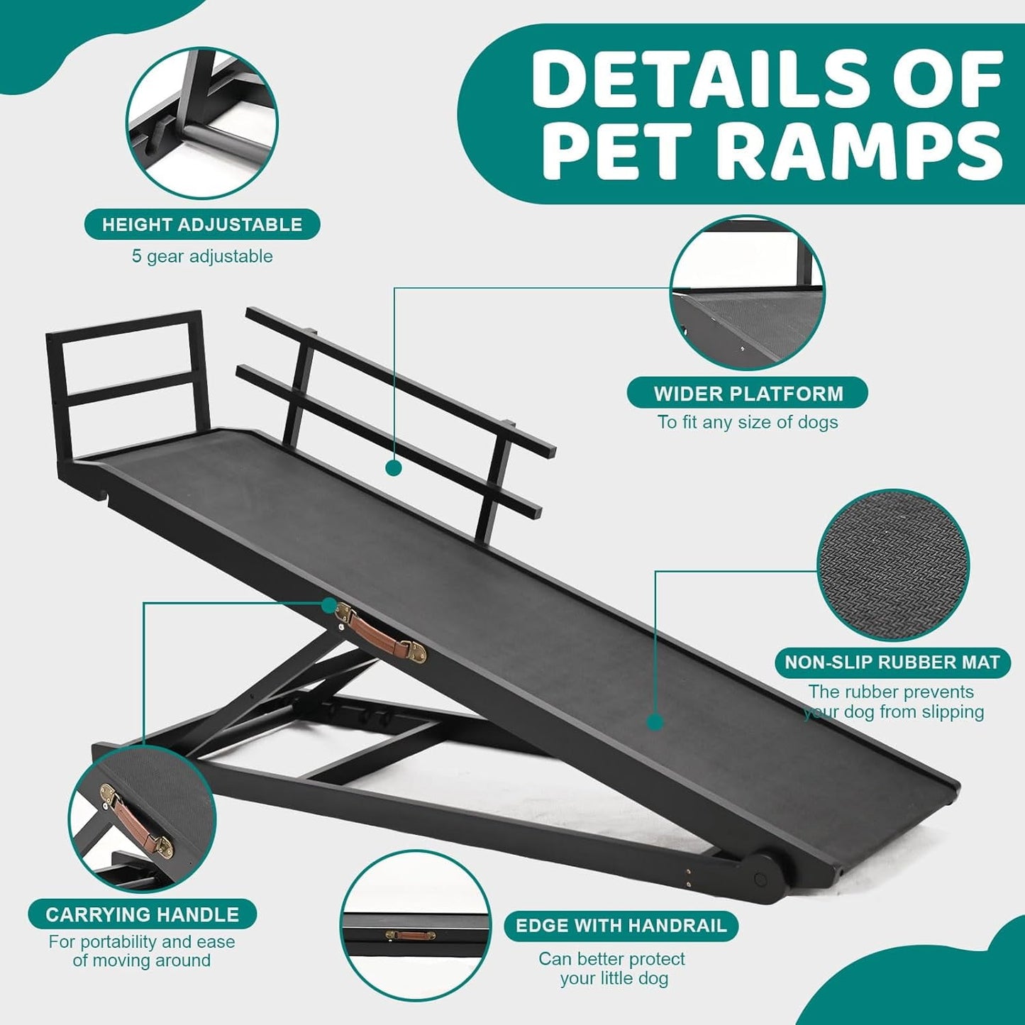 LILYPELLE Foldable Pet Ramp Bed for Dogs Cats with Non-slip Rubber