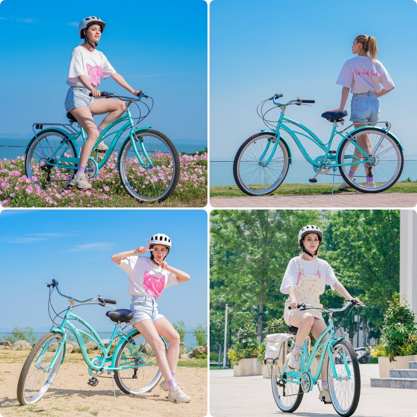 Lilypelle Beach Cruiser Bicycle, 7 Speed Bike with 24" 26" Wheel Fits Rider: 4'11"-6'2", Step Through Bikes for Commuting, Unisex