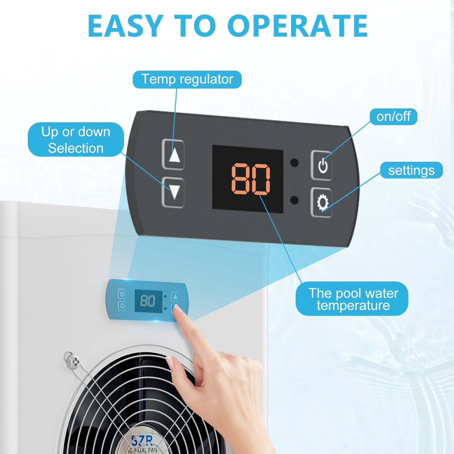 Lilypelle 16000 BTU Electric Pool Heaters for 5000GAL Above Ground Pools,110V 60HZ Efficient, Quiet Pool Heat Pump With Anti-leakage system and Child Lock Up to 107℉，50dB，5.6COP
